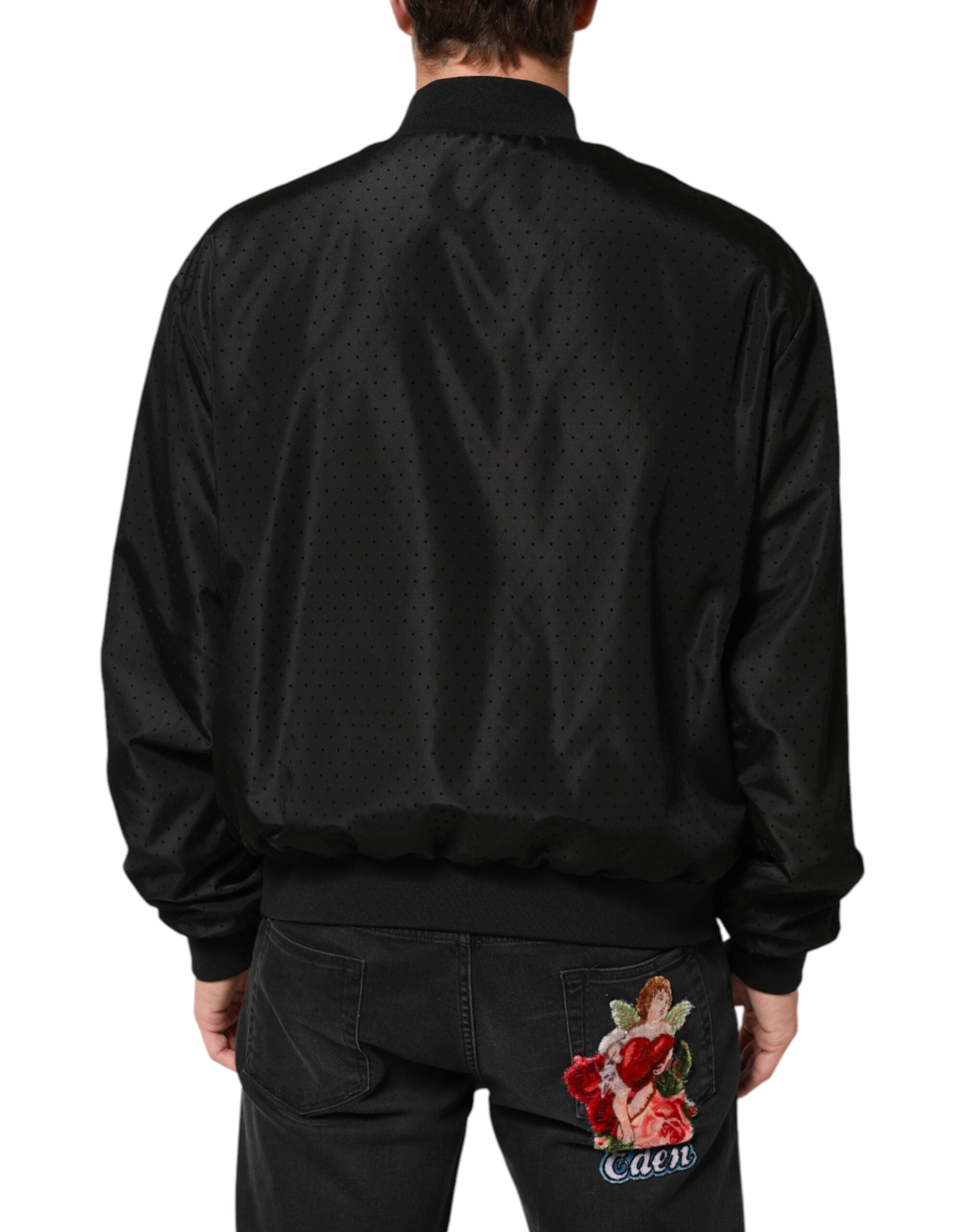 Dolce & Gabbana Black Acetate Full Zip Bomber Men Men's Jacket