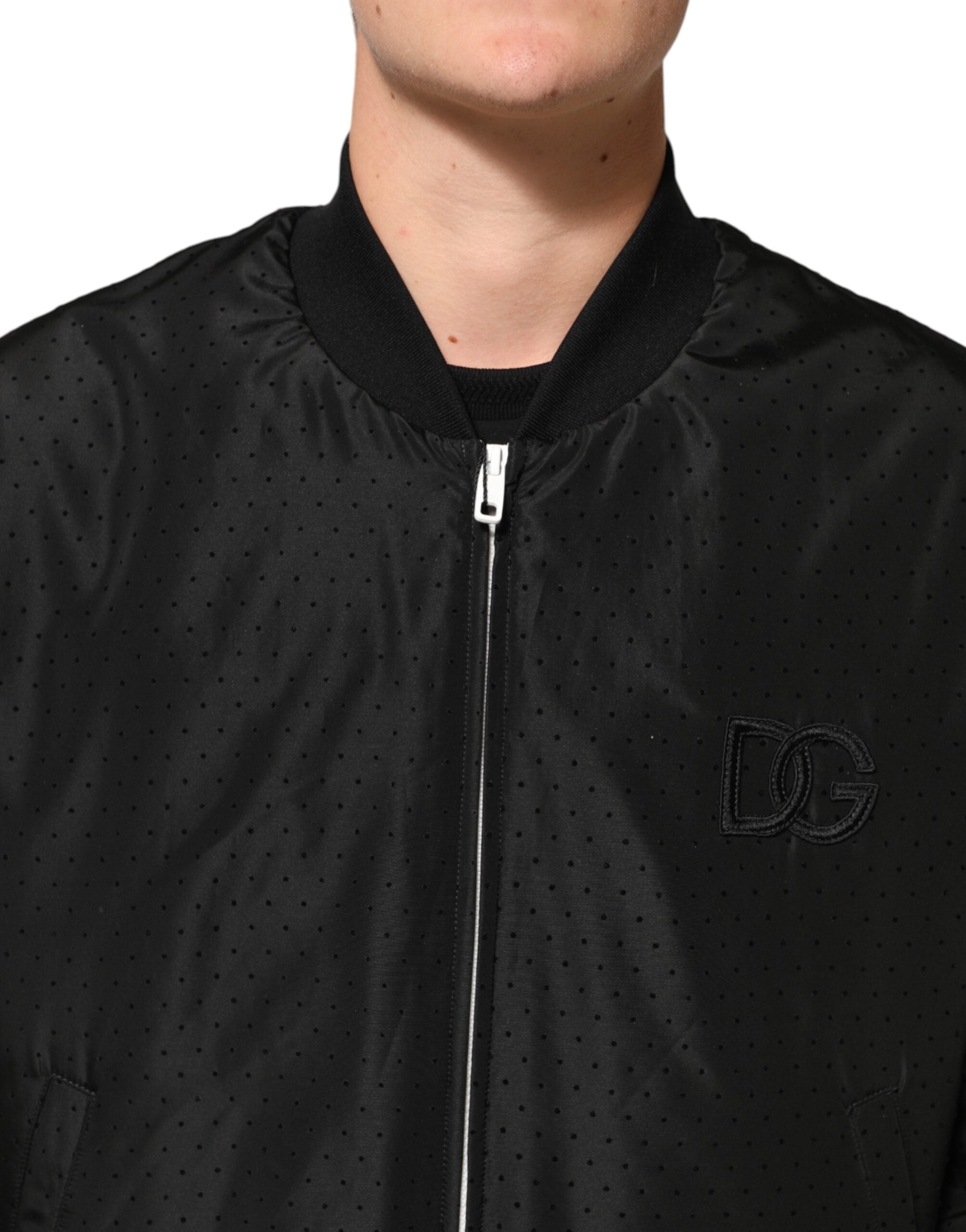 Dolce & Gabbana Black Acetate Full Zip Bomber Men Men's Jacket