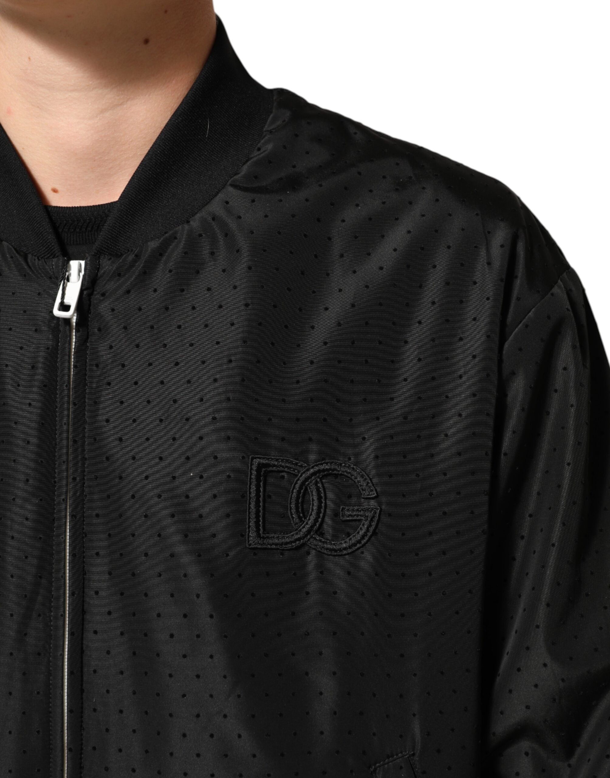 Dolce & Gabbana Black Acetate Full Zip Bomber Men Men's Jacket