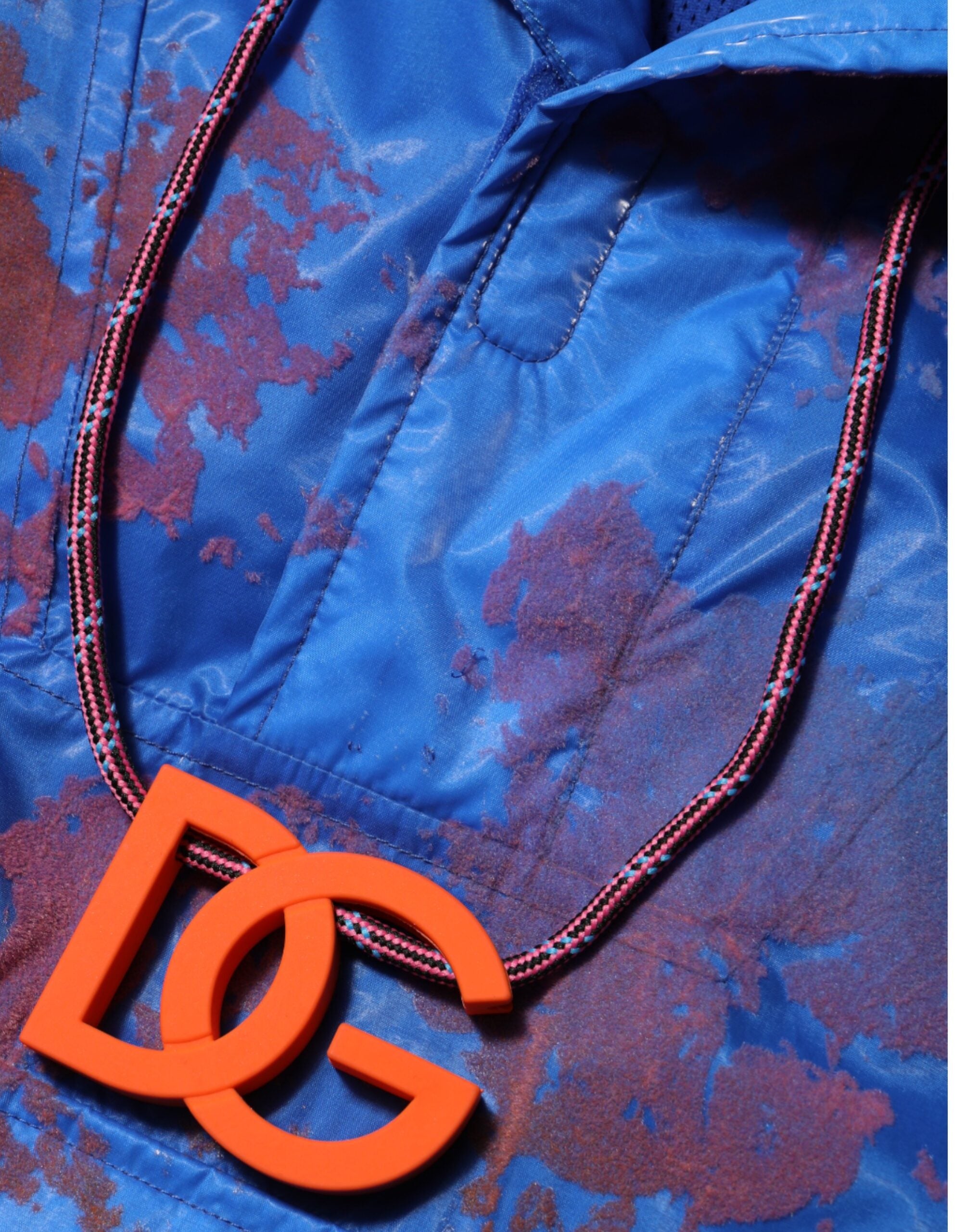 Dolce & Gabbana Blue Tie Dye Logo Hooded Sweatshirt Men's Jacket