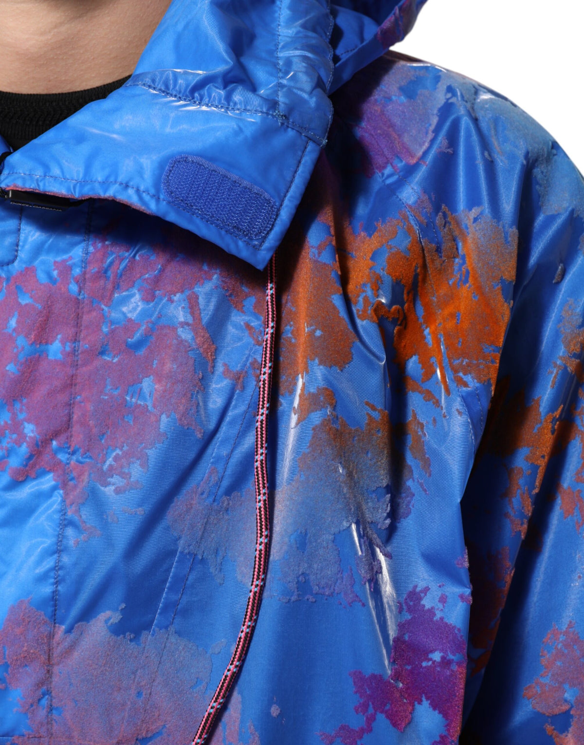 Dolce & Gabbana Blue Tie Dye Logo Hooded Sweatshirt Men's Jacket