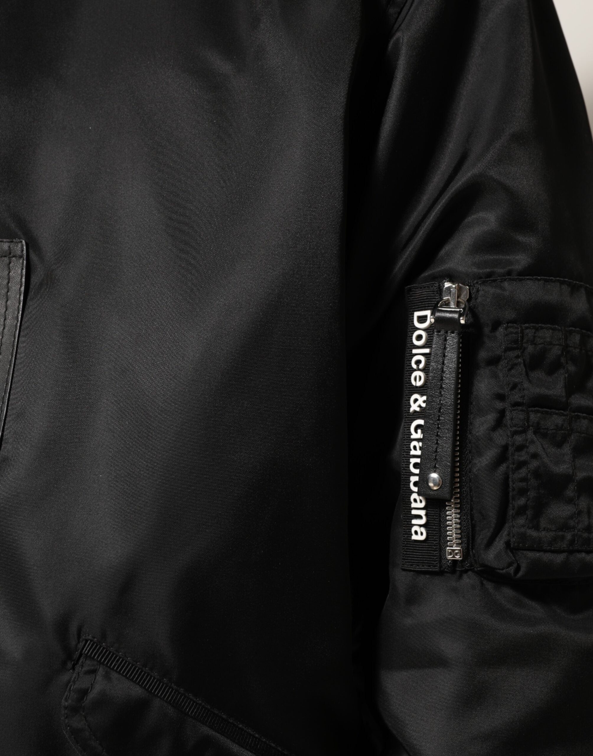 Dolce & Gabbana Black Cotton Hooded Full Zip Bomber Men's Jacket