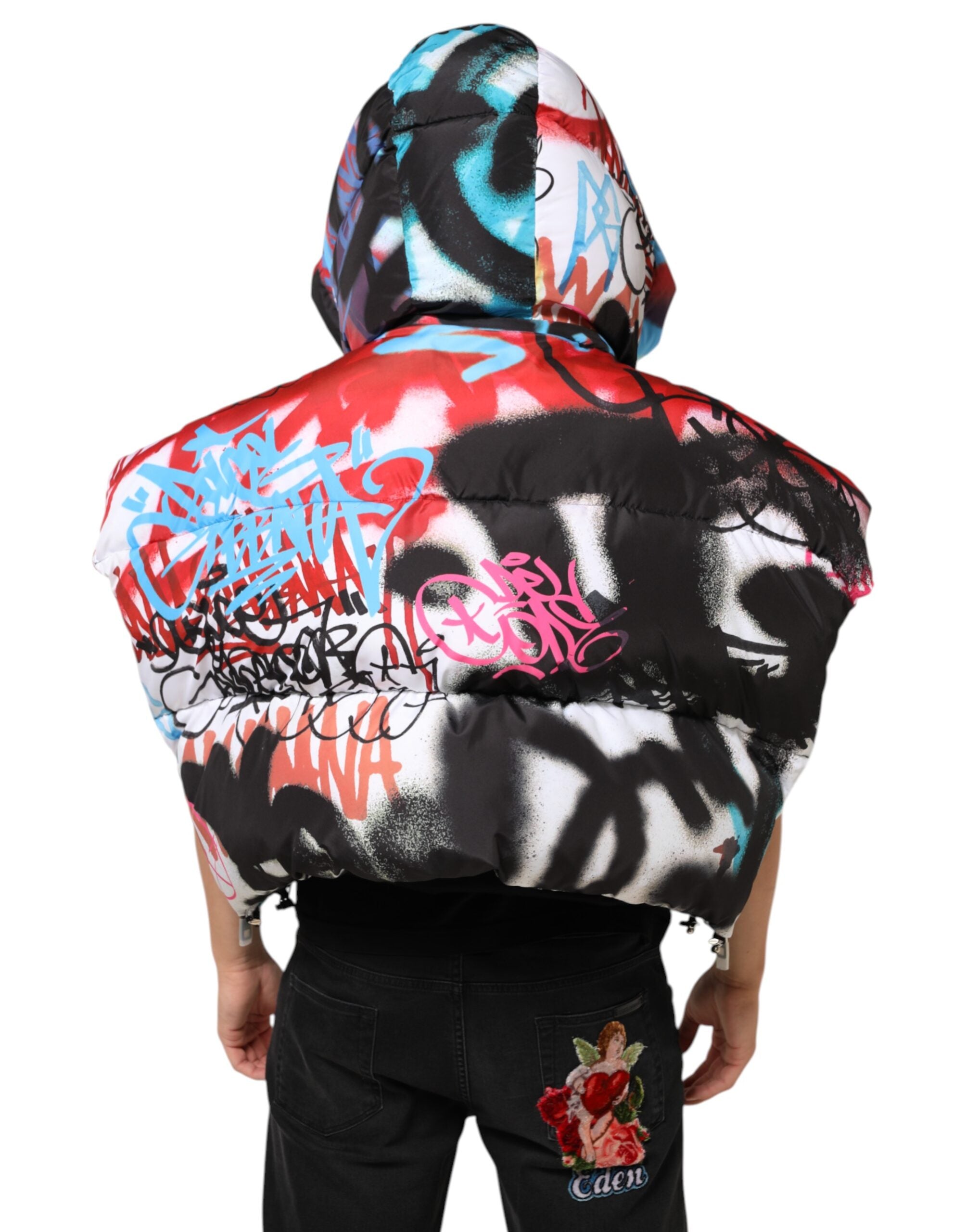 Dolce & Gabbana Multicolor Graffiti Hooded Sportswear Vest Men's Jacket (Pre-Owned)