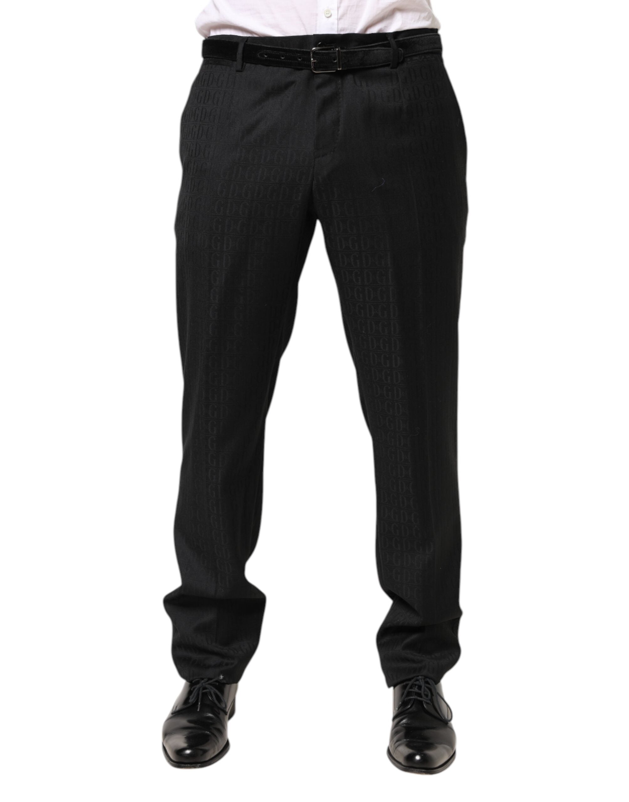 Dolce & Gabbana Black Wool Mid Waist Dress Men Trouser Men's Pants