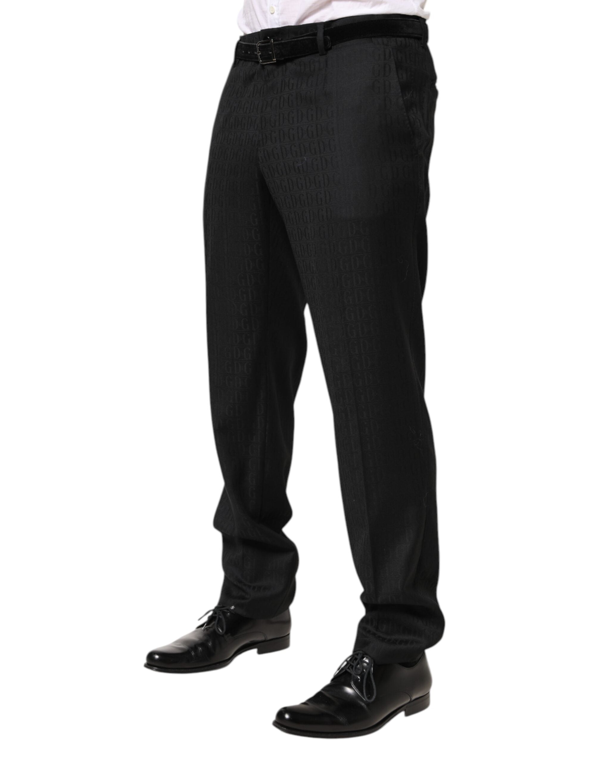Dolce & Gabbana Black Wool Mid Waist Dress Men Trouser Men's Pants
