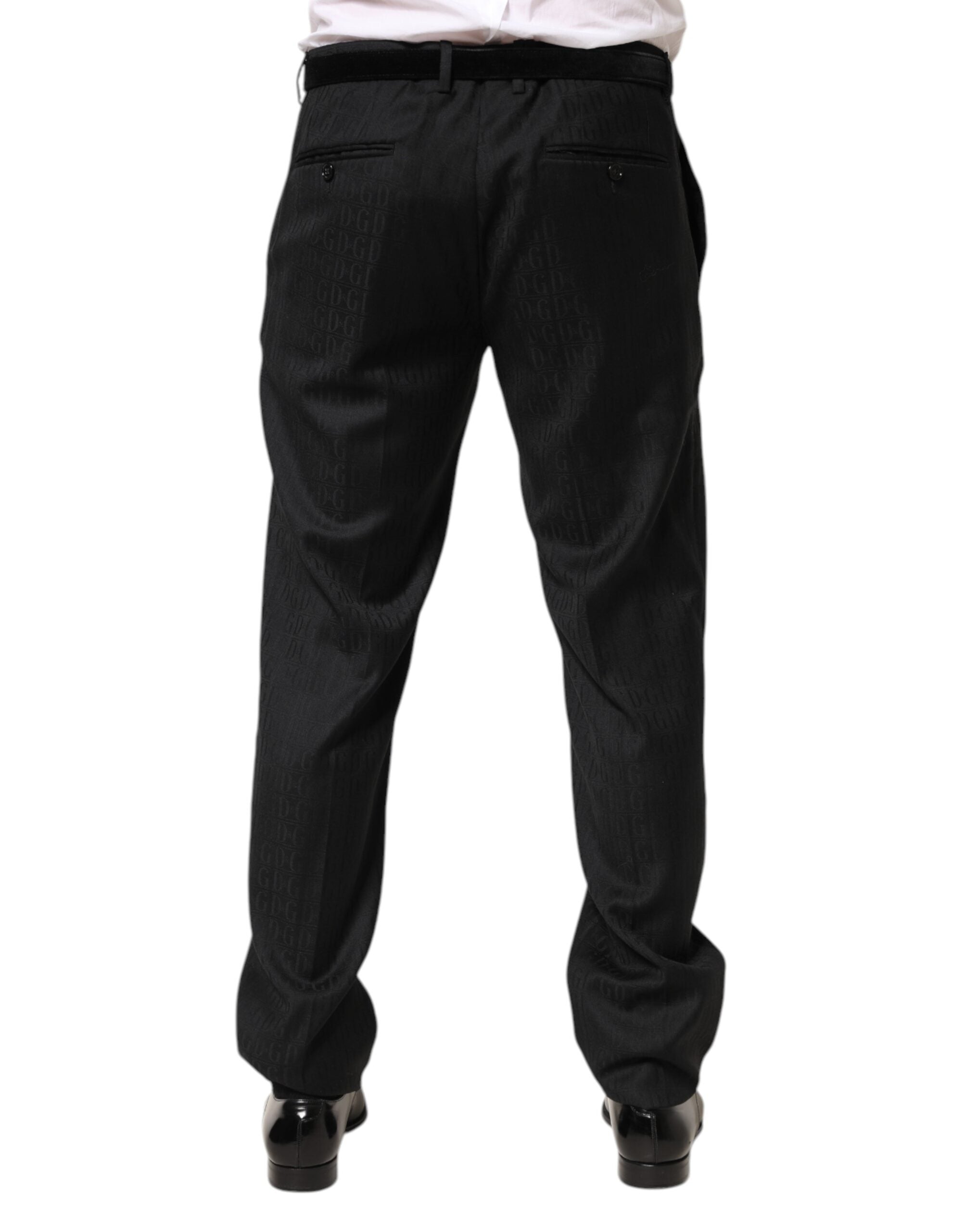 Dolce & Gabbana Black Wool Mid Waist Dress Men Trouser Men's Pants
