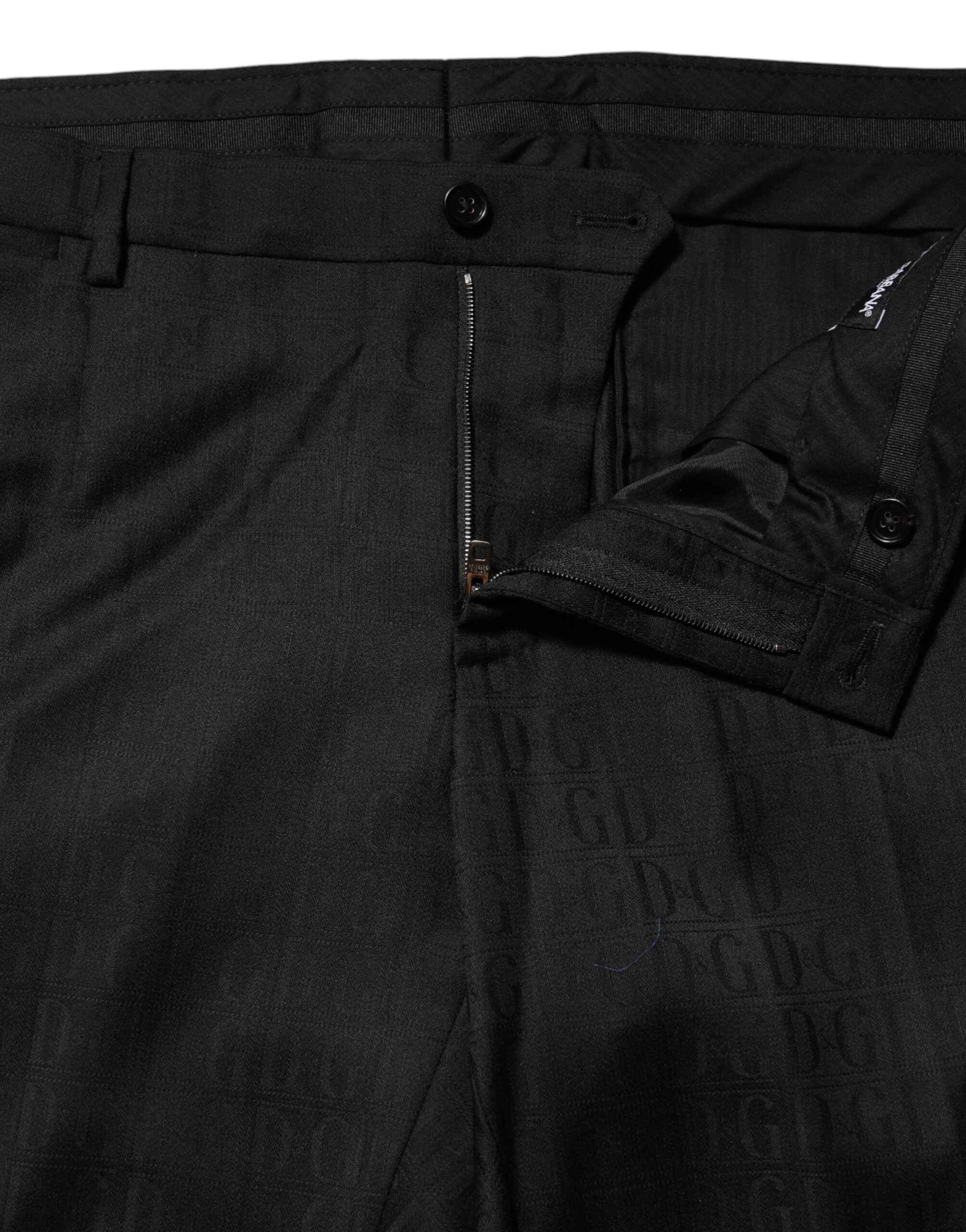 Dolce & Gabbana Black Wool Mid Waist Dress Men Trouser Men's Pants