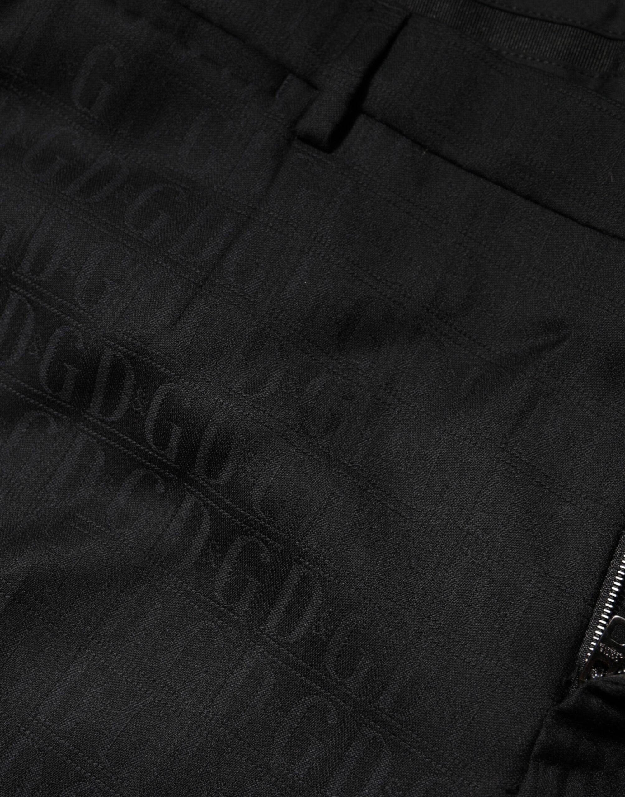 Dolce & Gabbana Black Wool Mid Waist Dress Men Trouser Men's Pants