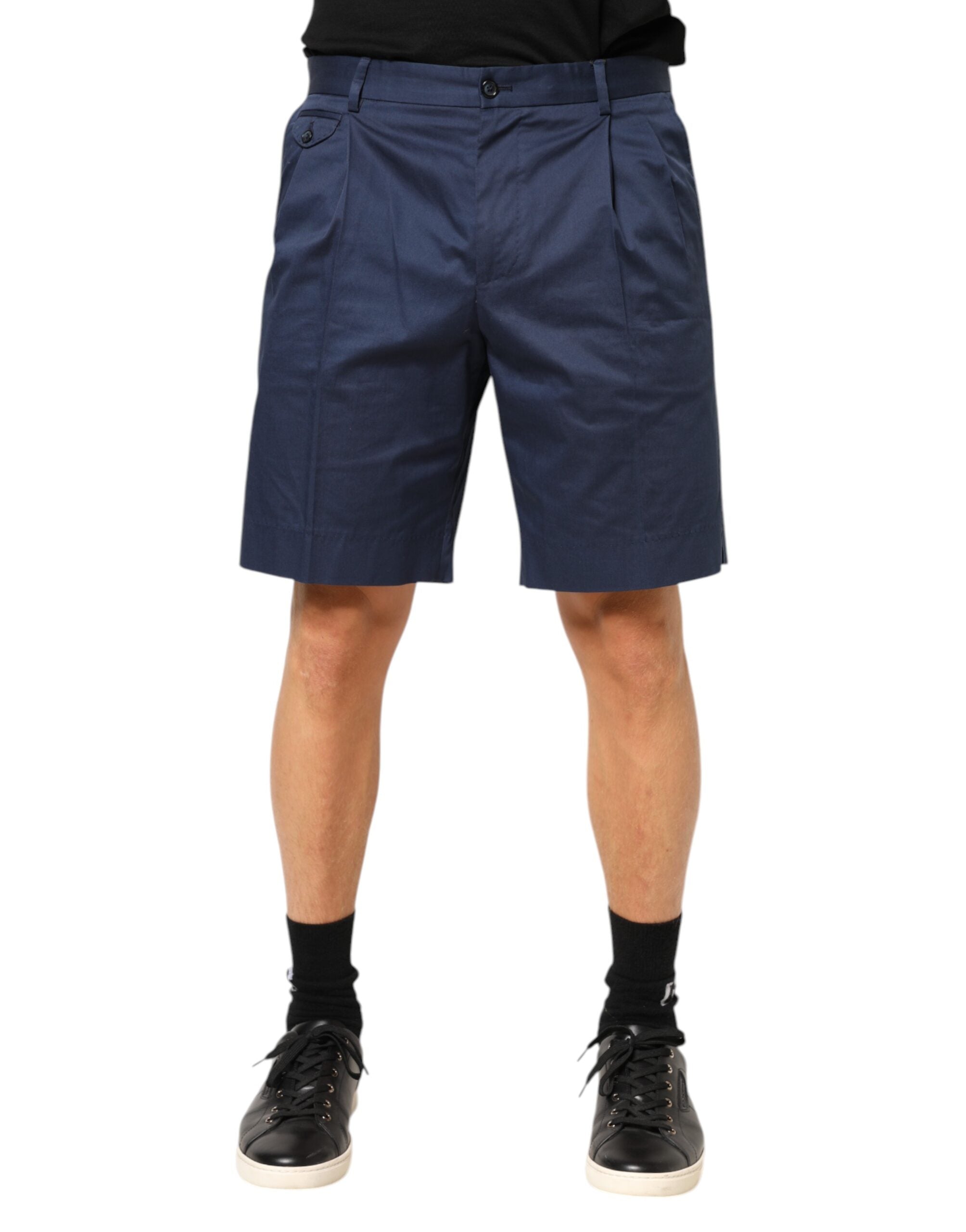 Dolce & Gabbana Blue Cotton Stretch Mid Waist Bermuda Men's Shorts