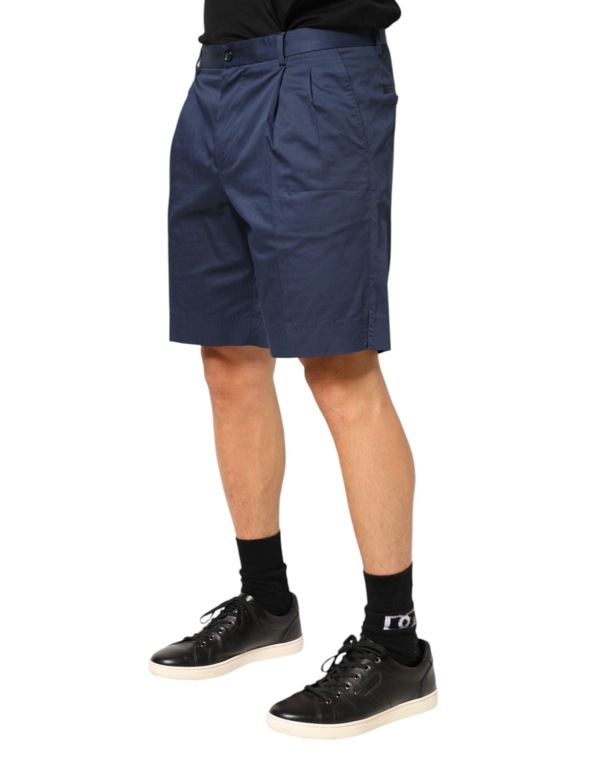 Dolce & Gabbana Blue Cotton Stretch Mid Waist Bermuda Men's Shorts