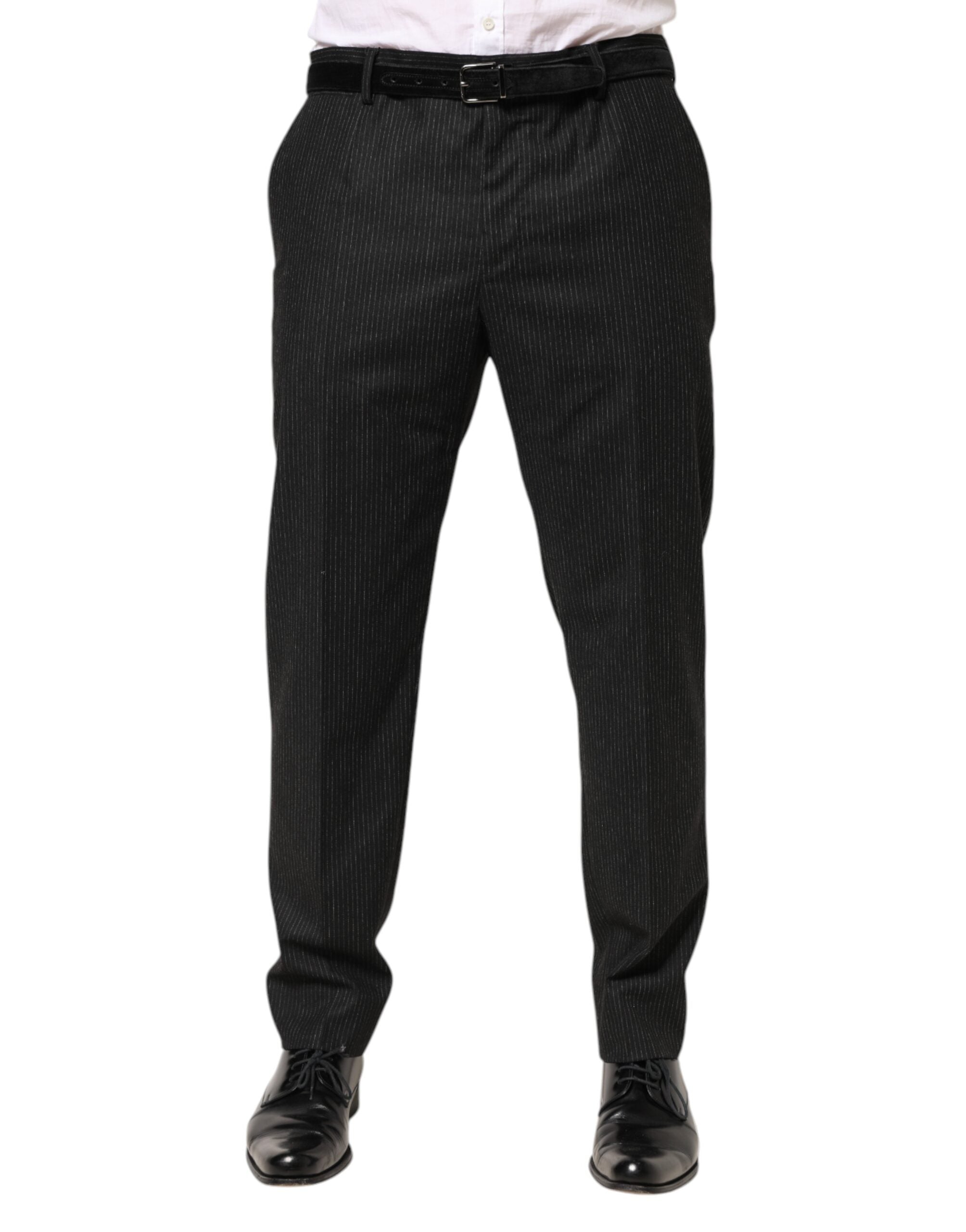 Dolce & Gabbana Black Cotton Mid Waist Dress Trouser Men's Pants