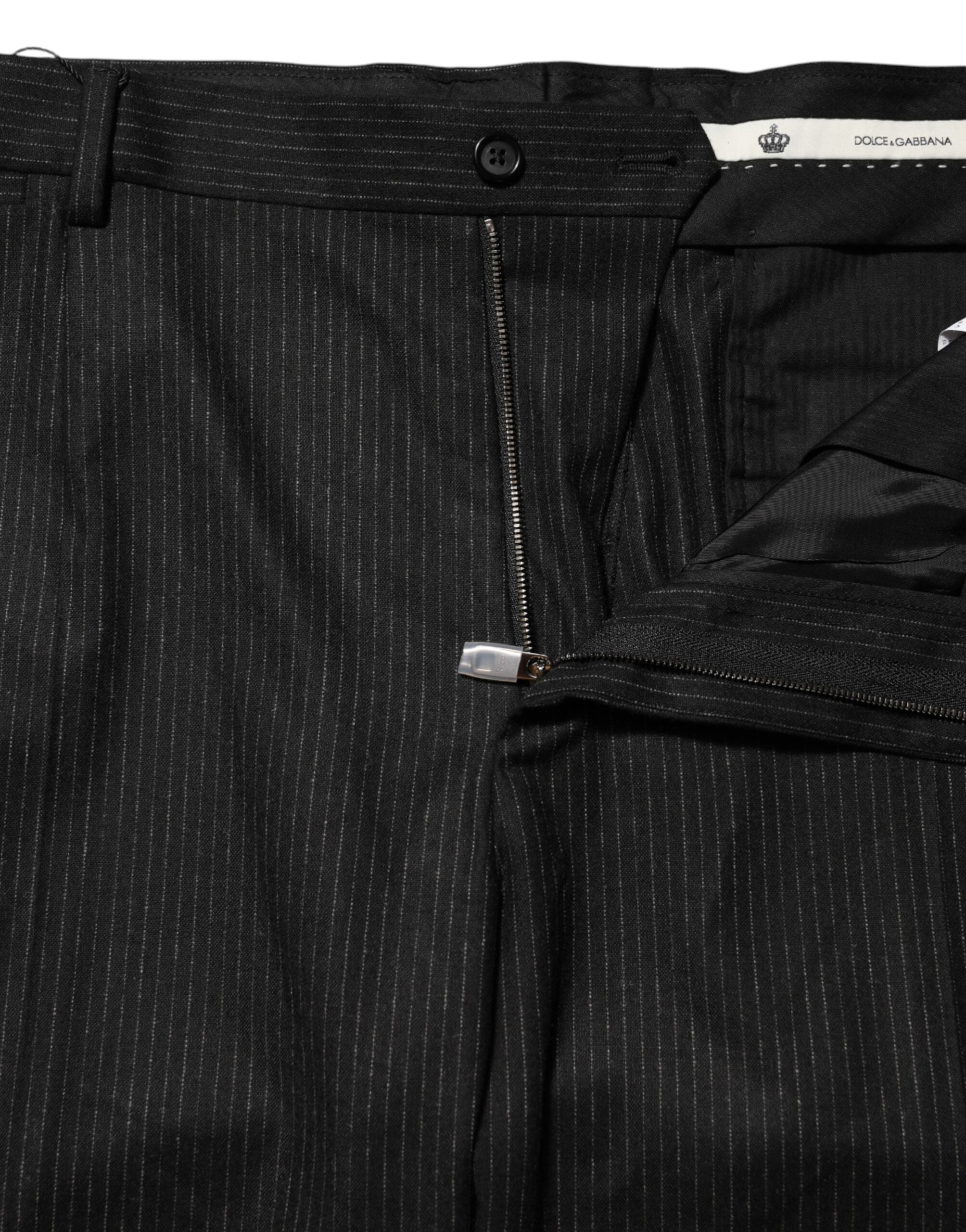 Dolce & Gabbana Black Cotton Mid Waist Dress Trouser Men's Pants