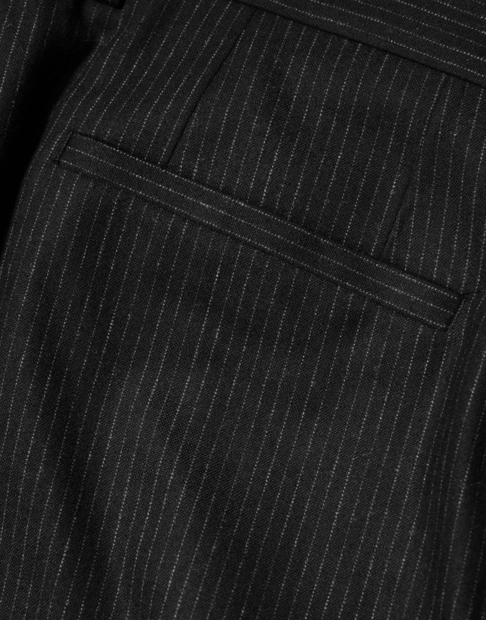 Dolce & Gabbana Black Cotton Mid Waist Dress Trouser Men's Pants