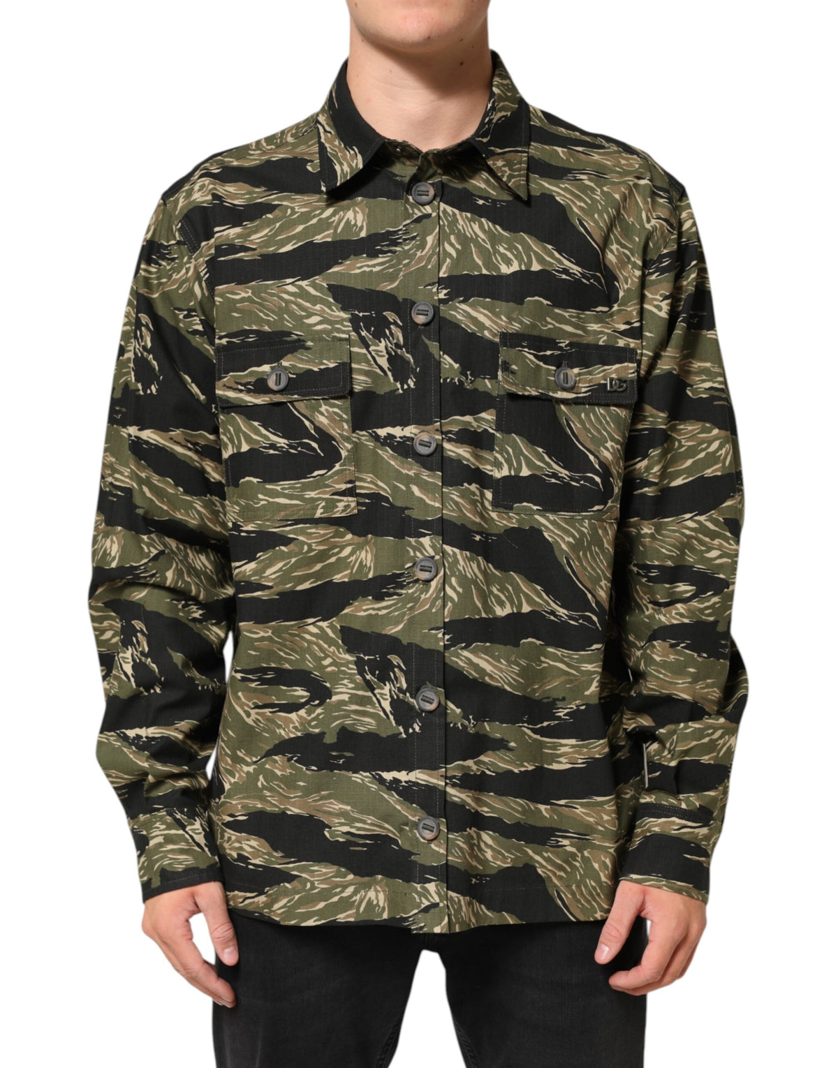 Dolce & Gabbana Multicolor Camouflage Cotton Casual Men's Shirt