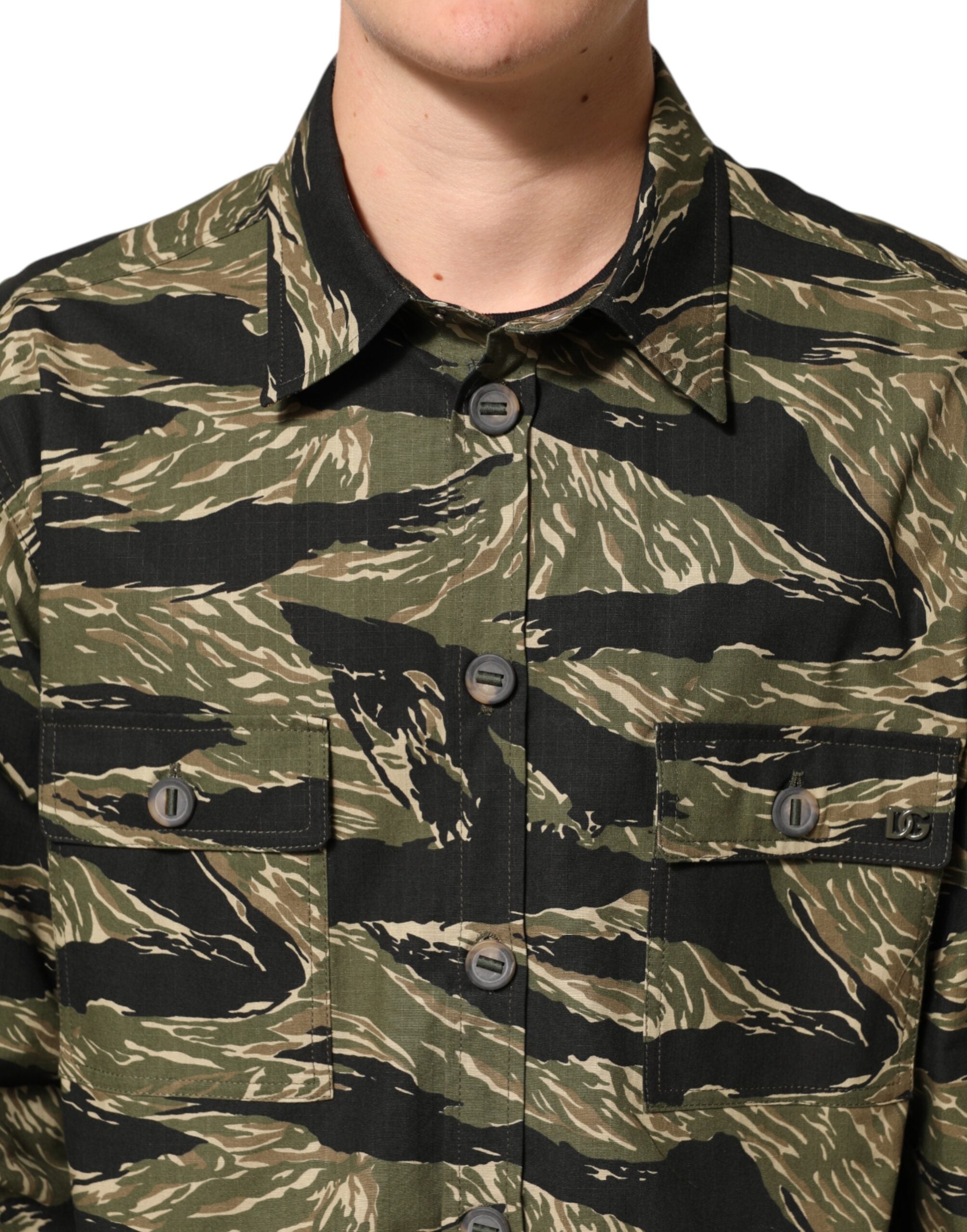 Dolce & Gabbana Multicolor Camouflage Cotton Casual Men's Shirt