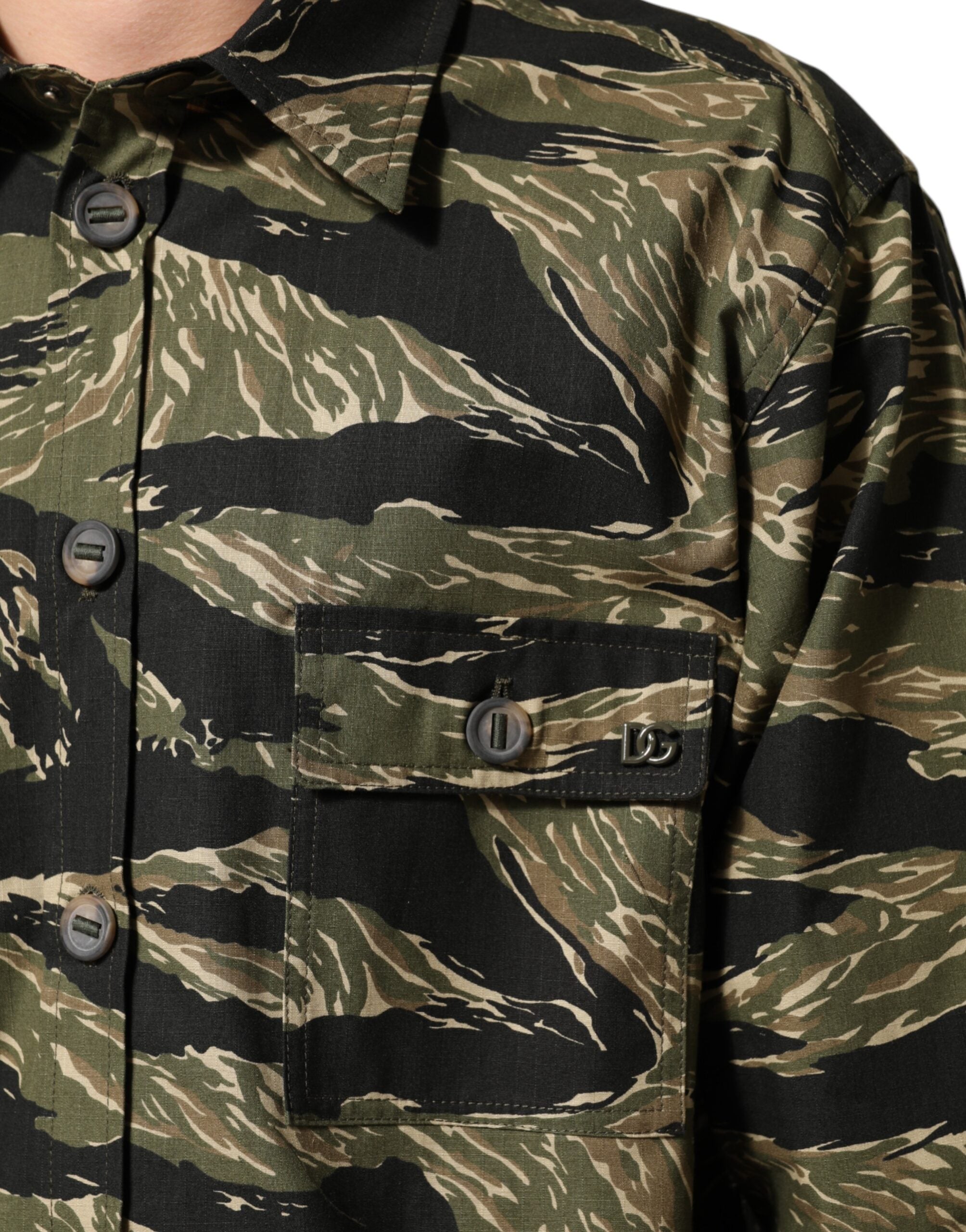 Dolce & Gabbana Multicolor Camouflage Cotton Casual Men's Shirt