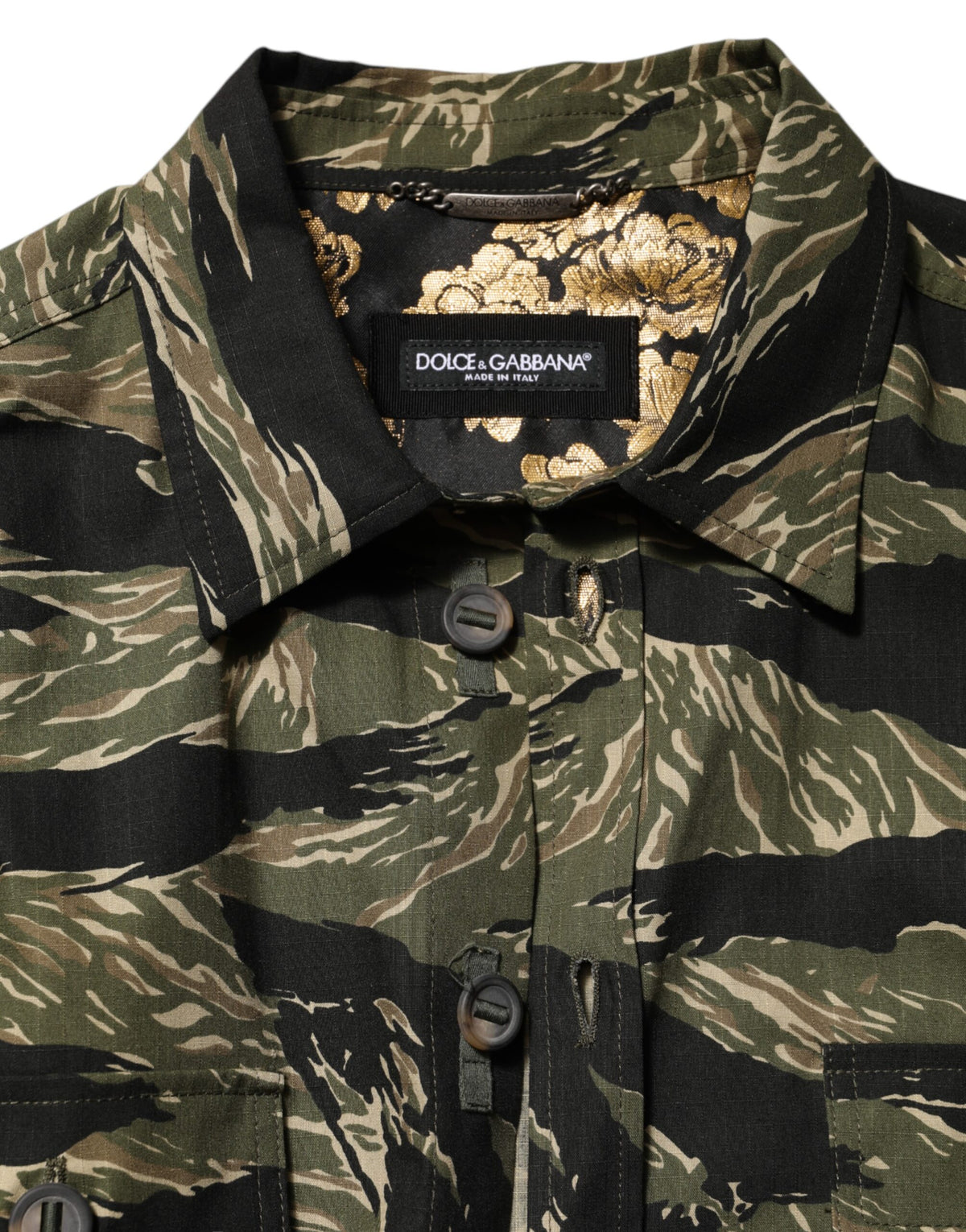 Dolce & Gabbana Multicolor Camouflage Cotton Casual Men's Shirt
