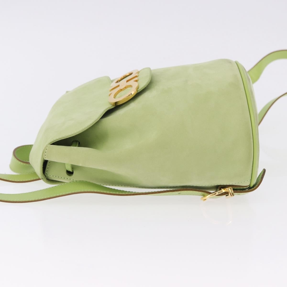 Salvatore Ferragamo Gancini Suede Green Suede Backpack Bag (Pre-Owned)