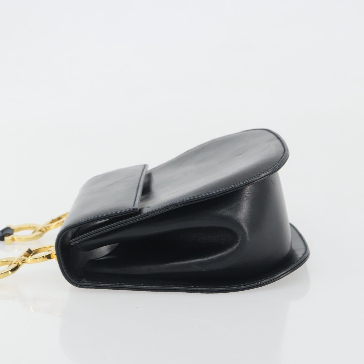 Salvatore Ferragamo Gancini Leather Black Leather Shoulder Bag Bag (Pre-Owned)