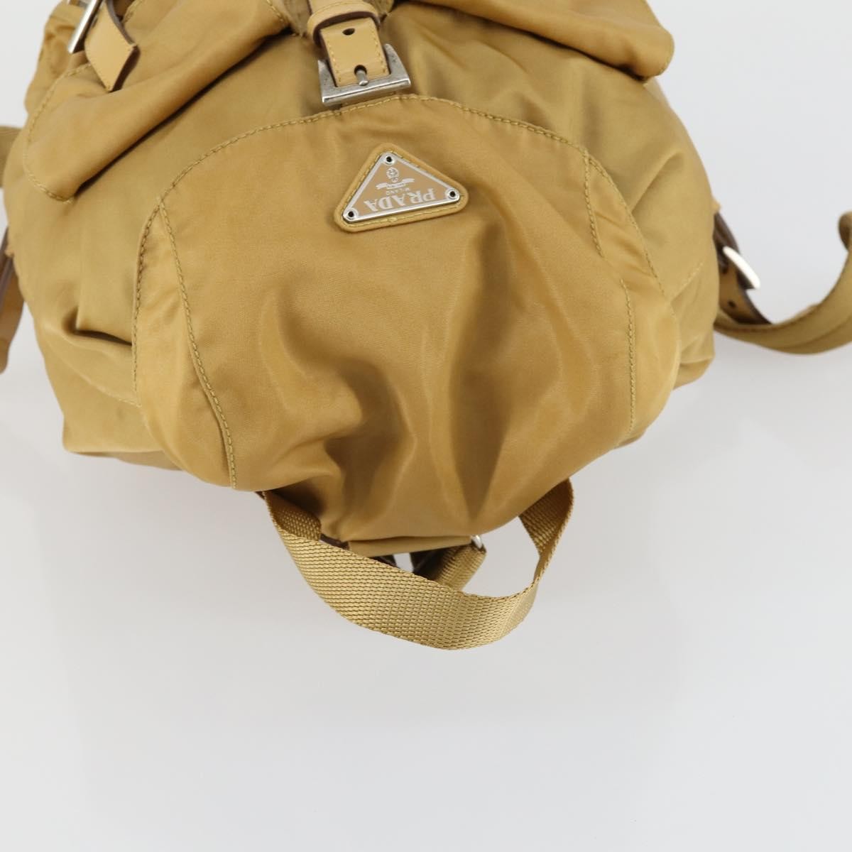 Off White Double Front Pocket Printed Canvas Beige Nylon Backpack Bag (Pre-Owned)