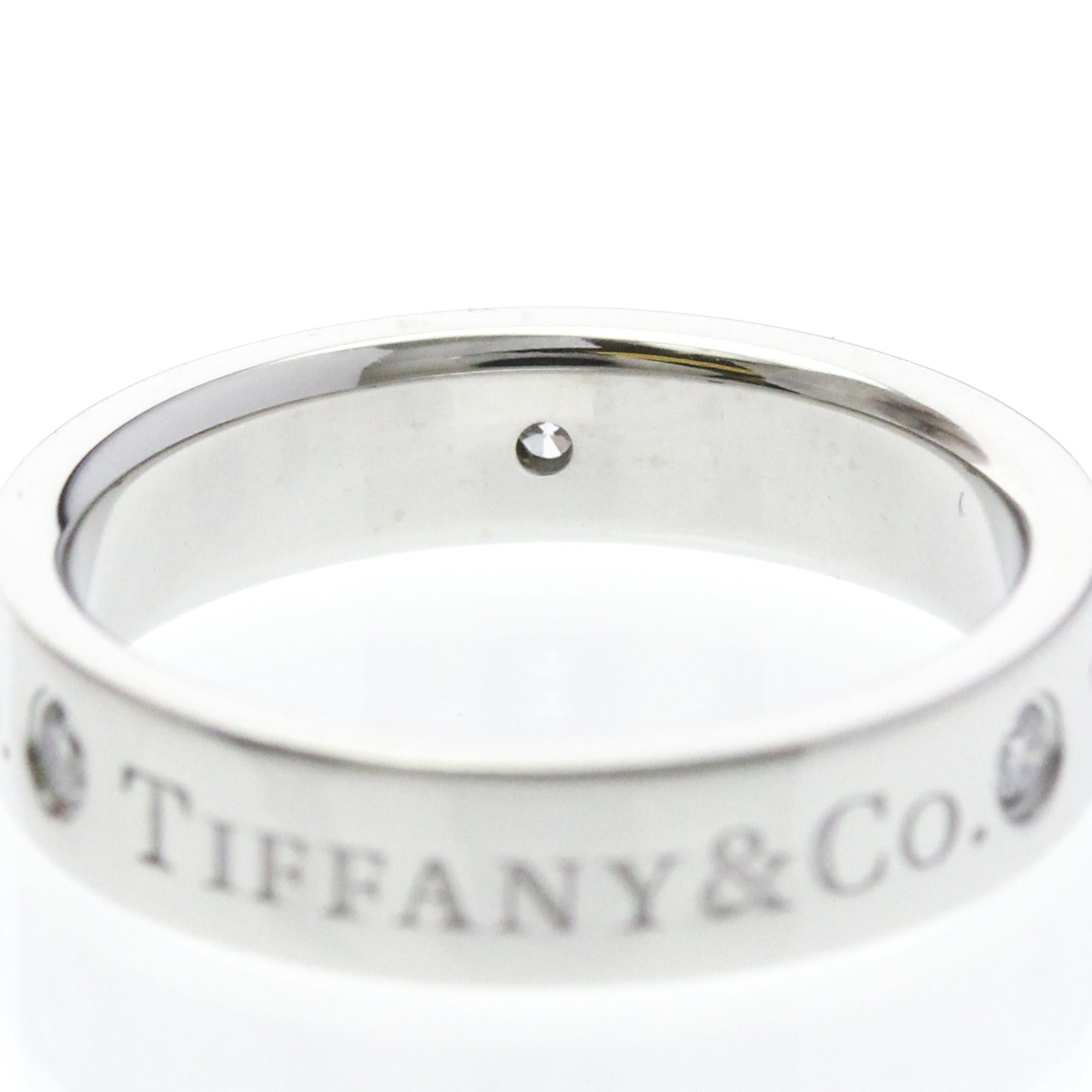 Tiffany & Co. Classic Wedding Band 3 Diamonds Platinum And Diamonds Silver Platinum Ring Jewelry (Pre-Owned)