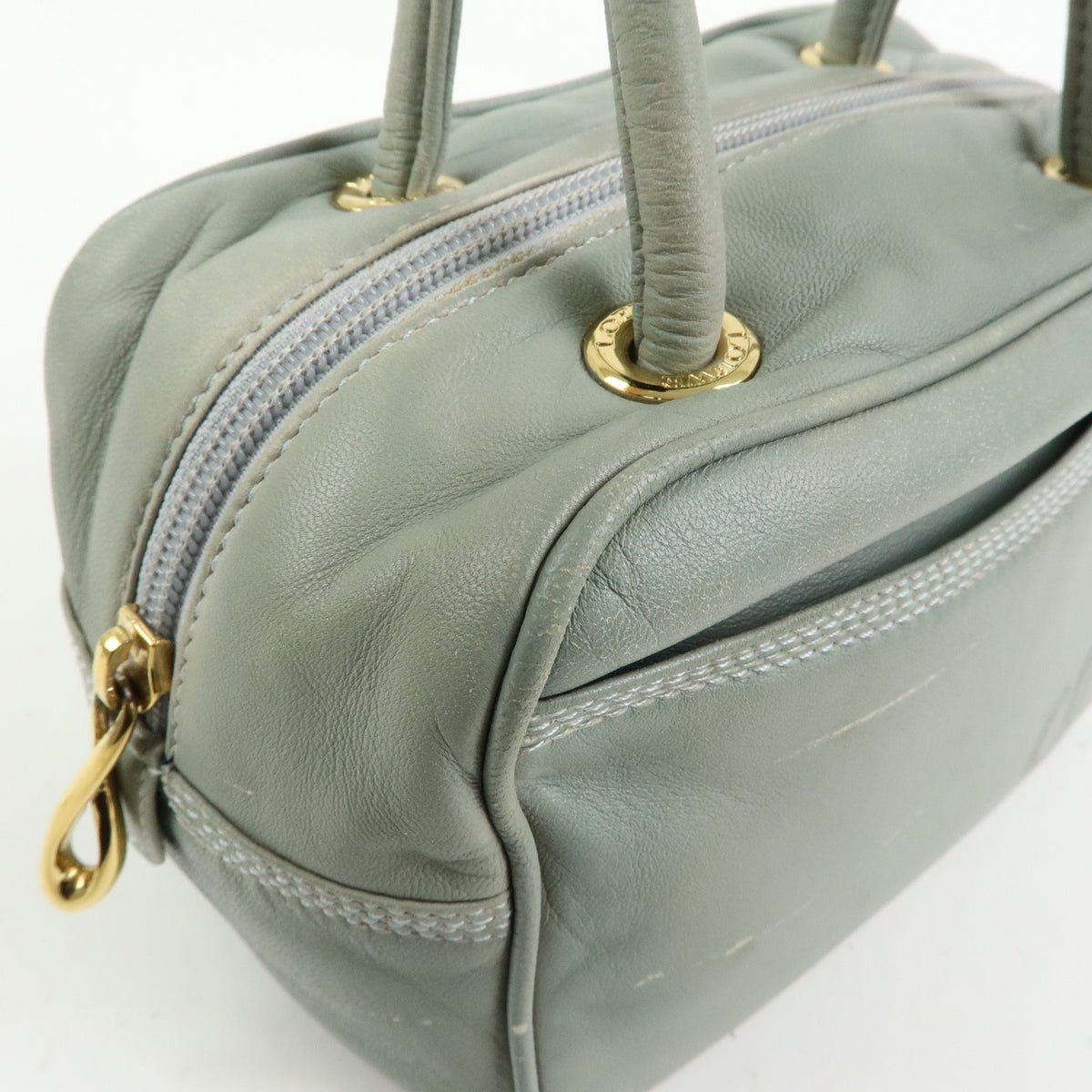 Loewe Anagram Leather Blue Leather Tote Bag Bag (Pre-Owned)