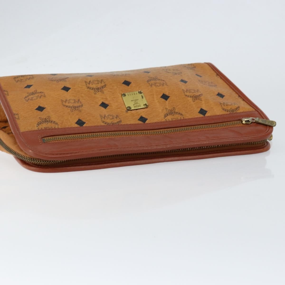 MCM Visetos Pvc Brown Canvas Clutche & Pouche Bag (Pre-Owned)