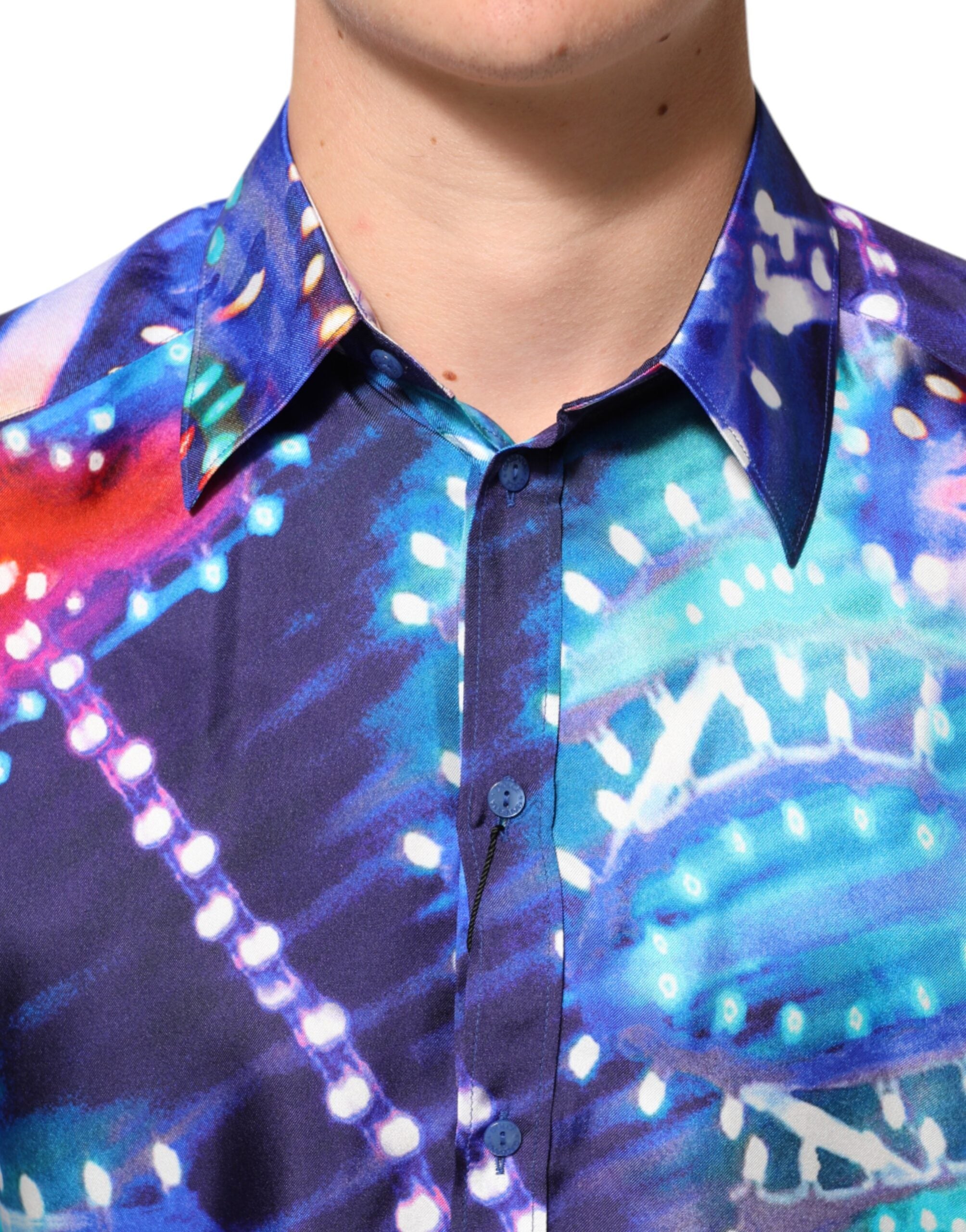 Dolce & Gabbana Multicolor Luminarie MARTINI Slim Men Men's Shirt