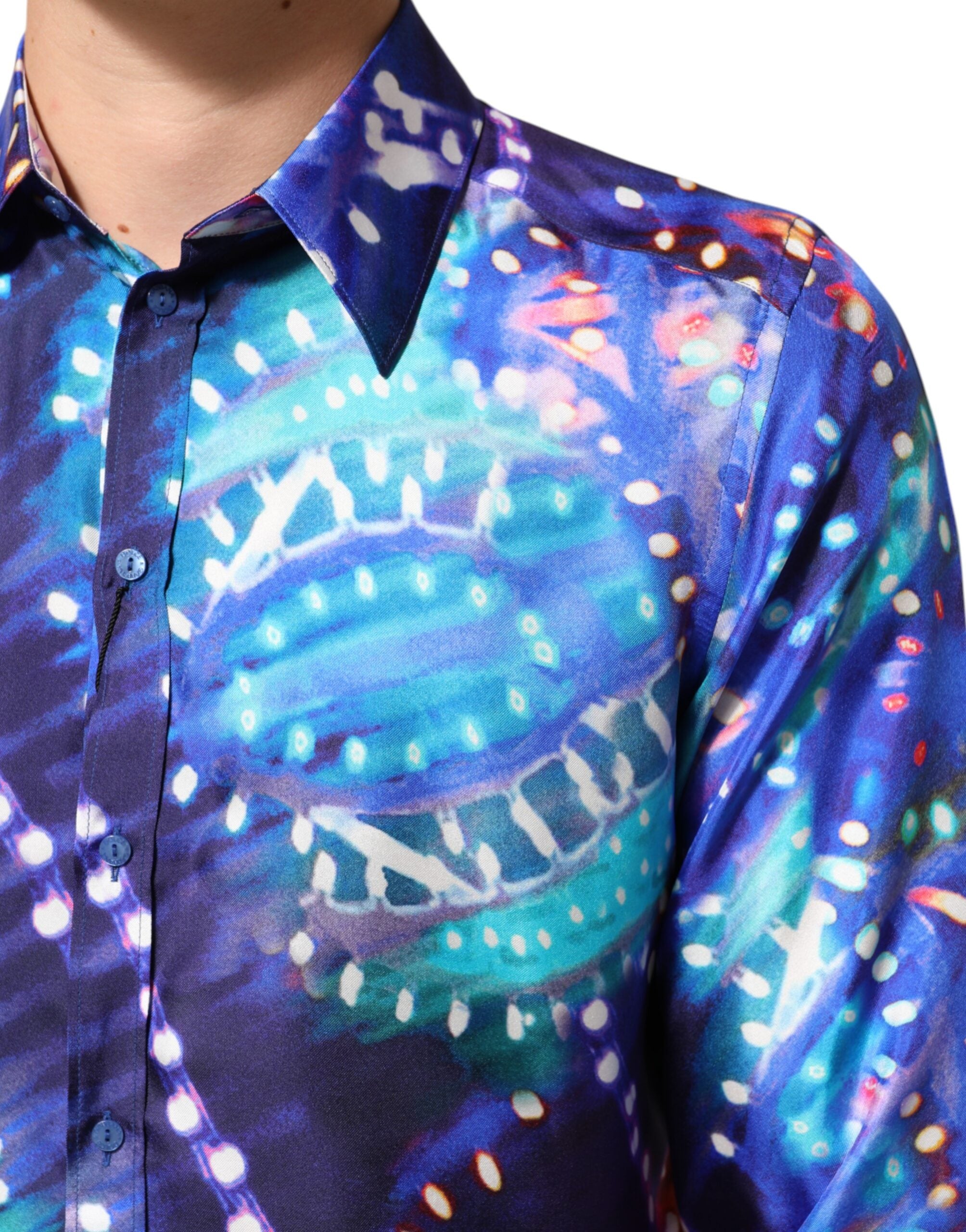 Dolce & Gabbana Multicolor Luminarie MARTINI Slim Men Men's Shirt