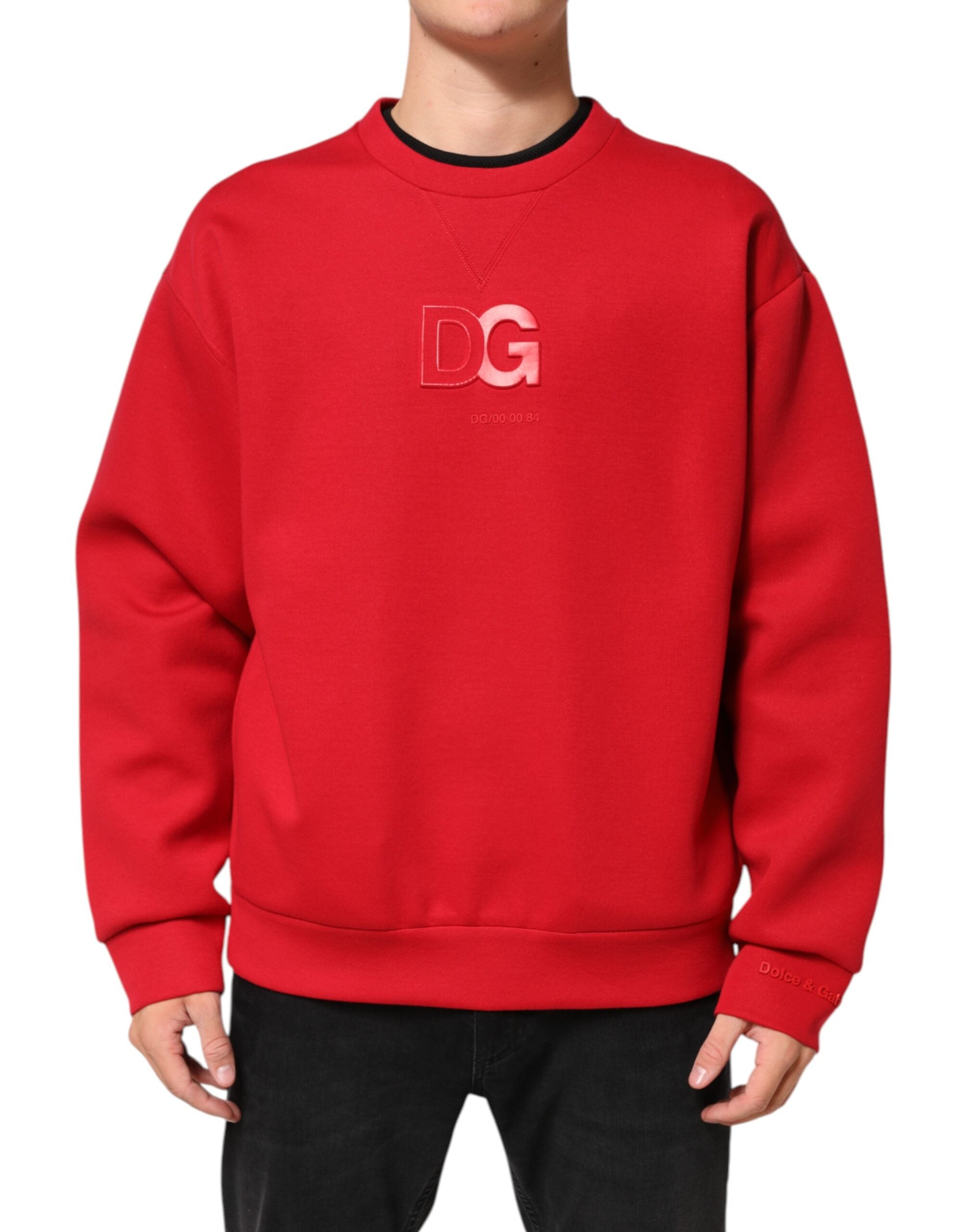 Dolce & Gabbana Red DG Logo Crew Neck Men Sweatshirt Men's Sweater