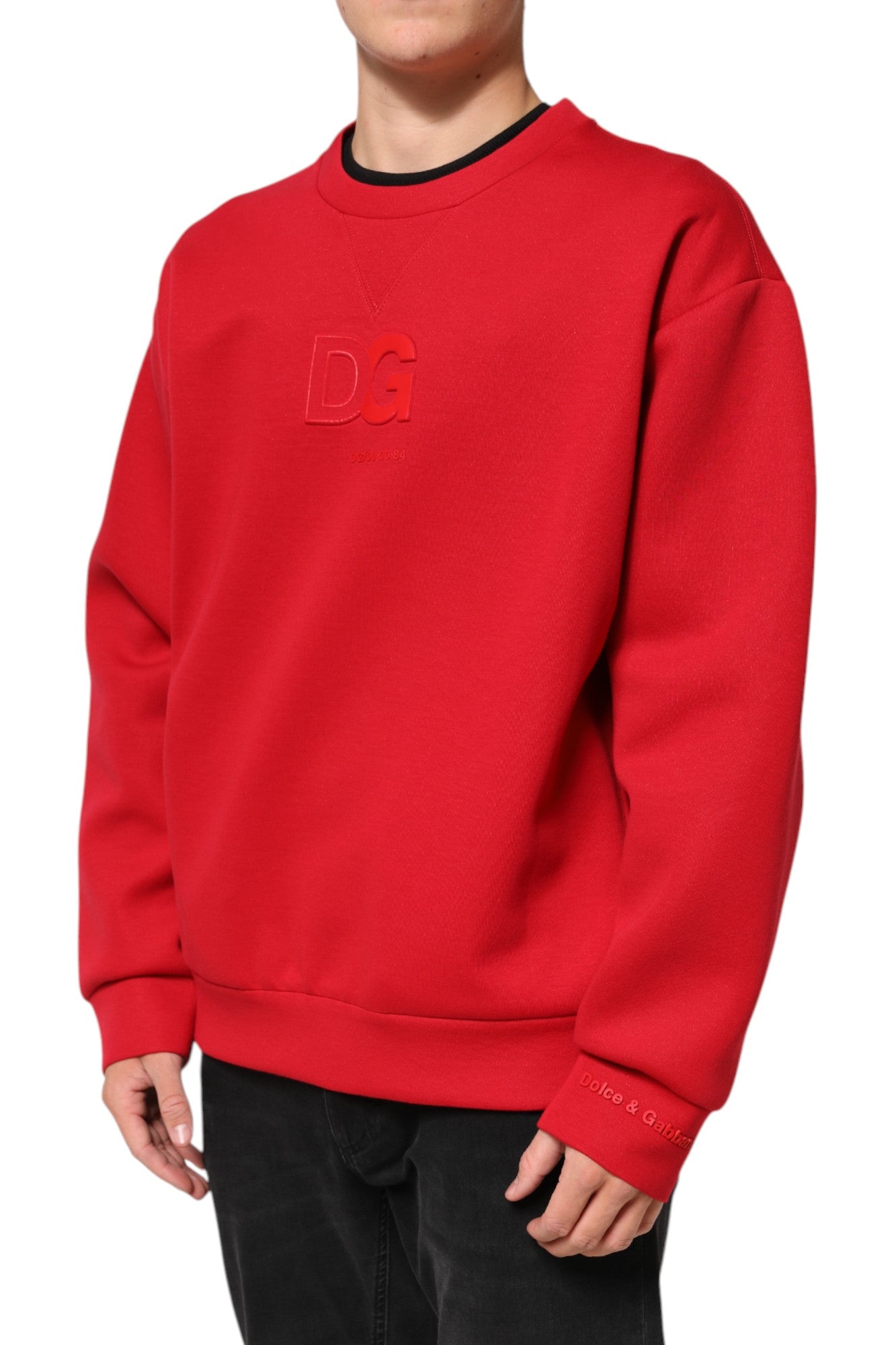 Dolce & Gabbana Red DG Logo Crew Neck Men Sweatshirt Men's Sweater