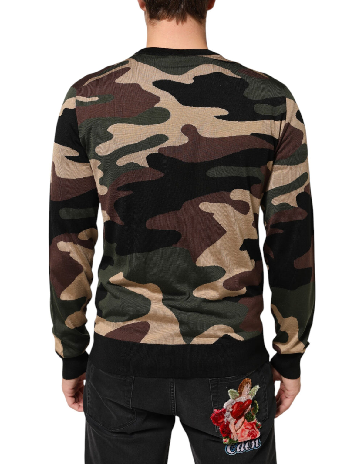 Dolce & Gabbana Multicolor Camouflage Crew Neck Men Pullover Men's Sweater