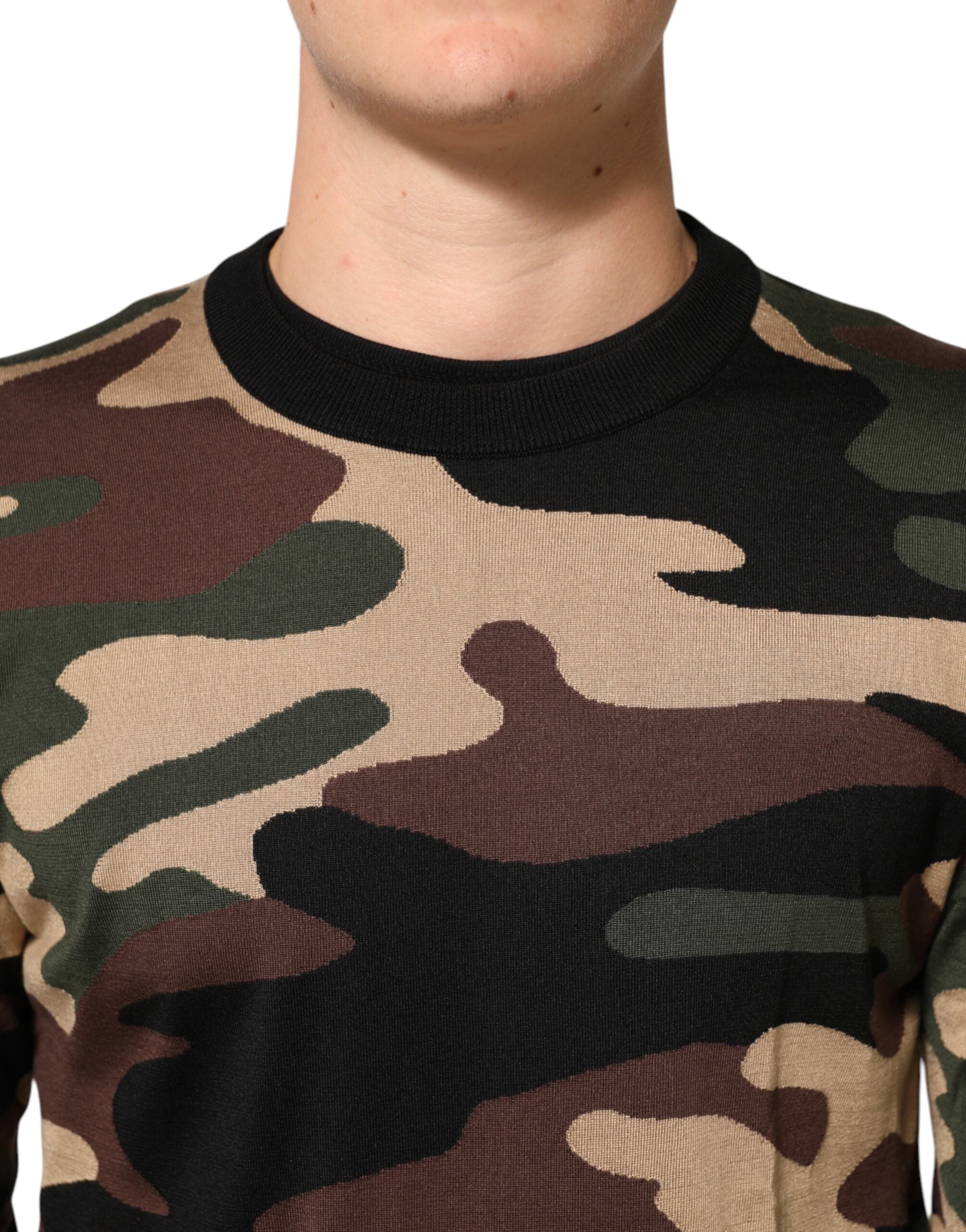 Dolce & Gabbana Multicolor Camouflage Crew Neck Men Pullover Men's Sweater