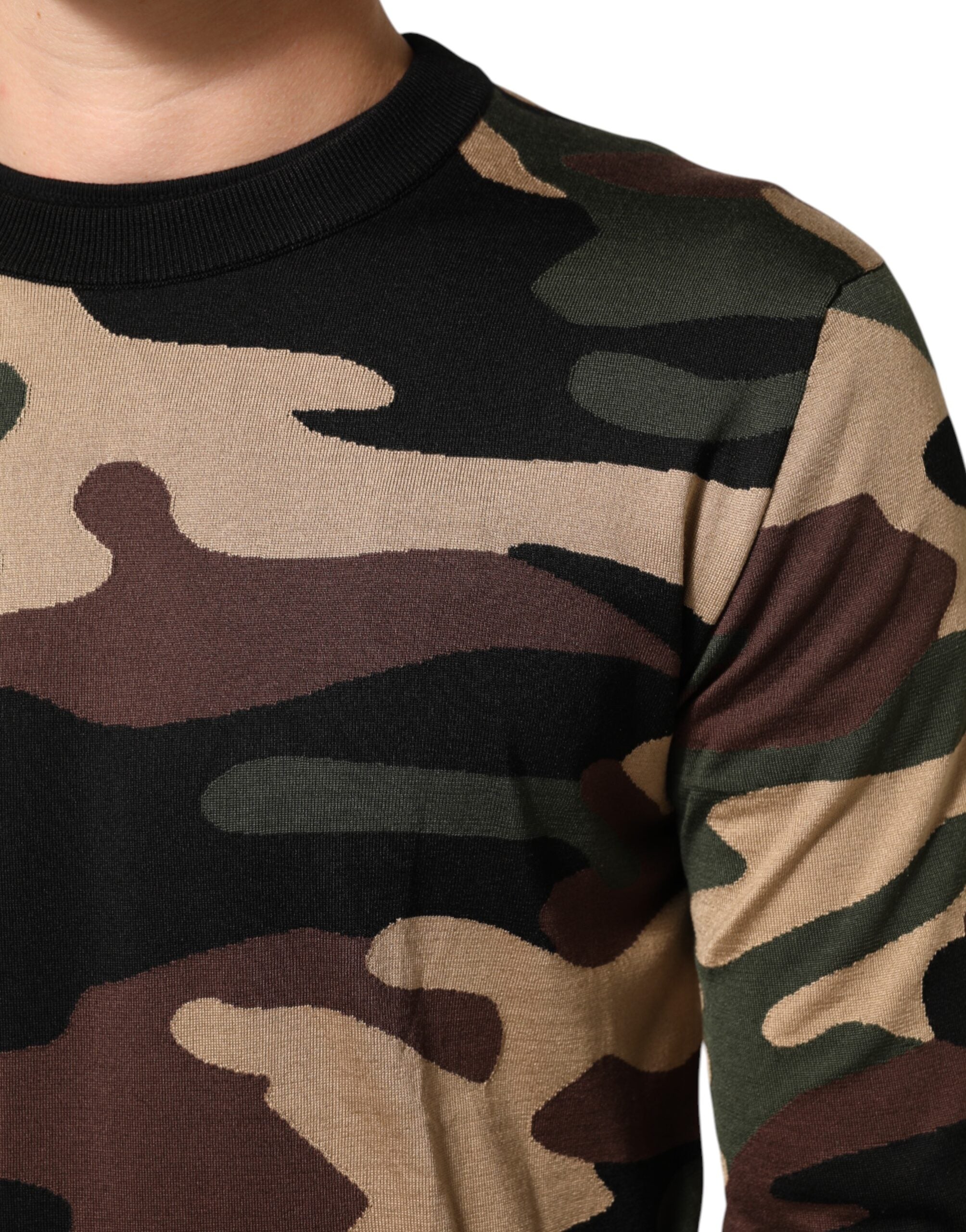 Dolce & Gabbana Multicolor Camouflage Crew Neck Men Pullover Men's Sweater