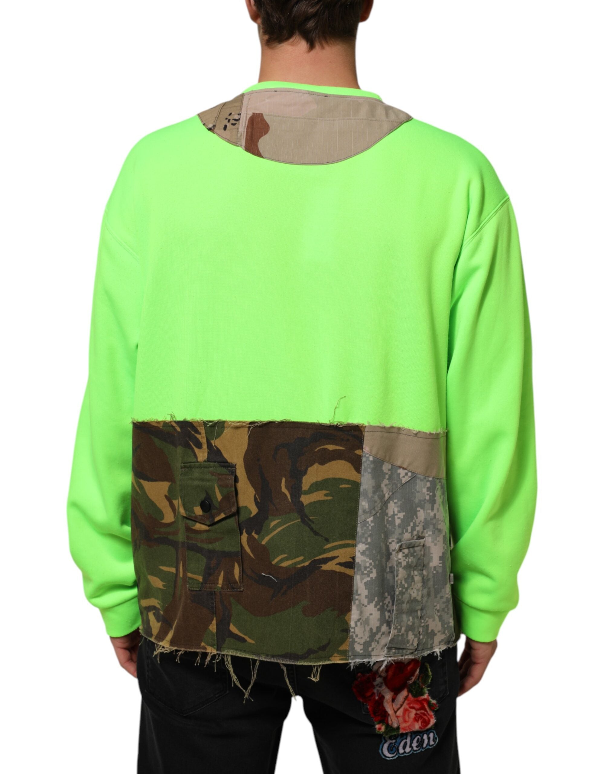 Dolce & Gabbana Green Patchwork Men Sweatshirt Men's Sweater (Pre-Owned)
