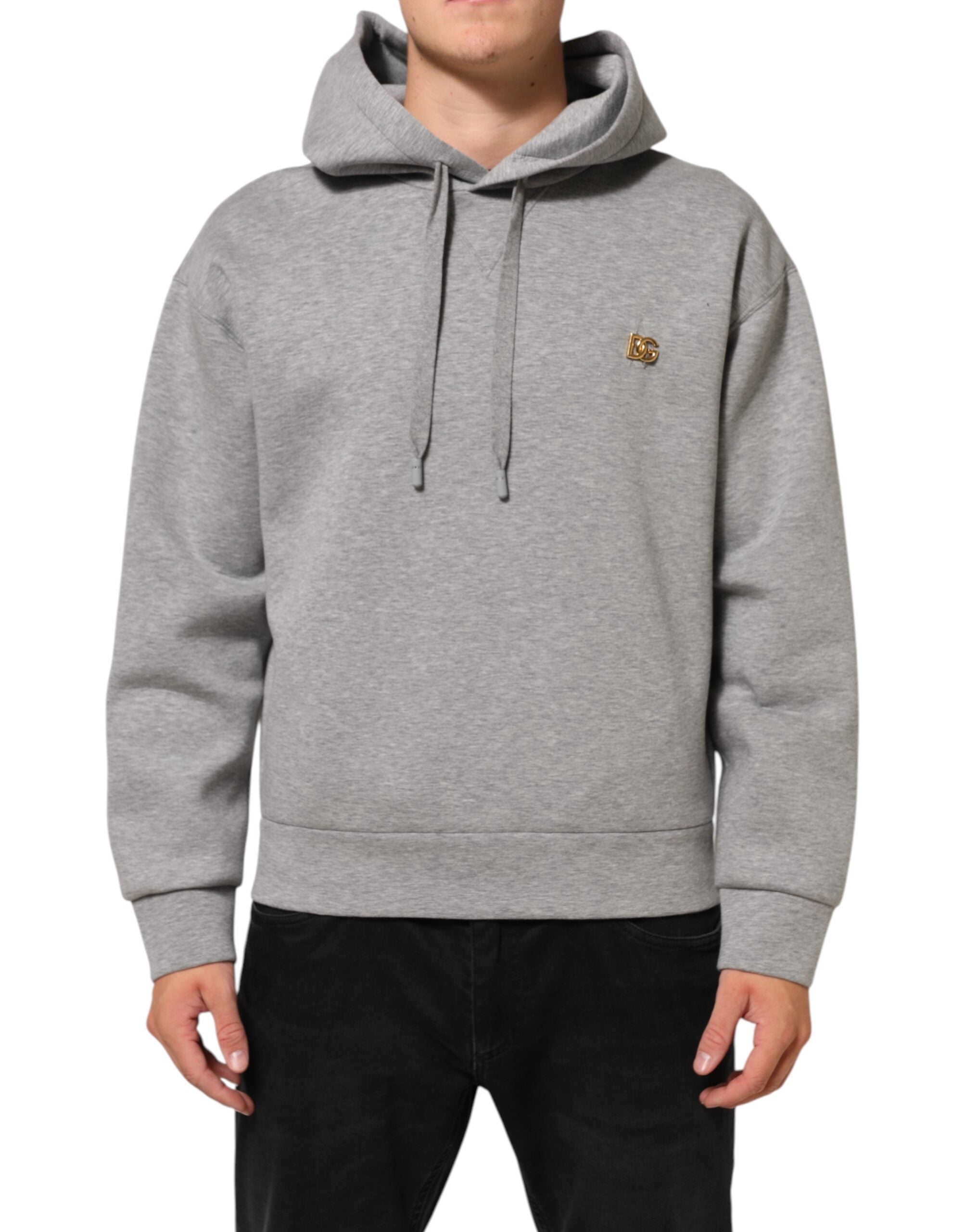 Dolce & Gabbana Gray Logo Cotton Hooded Sweatshirt Men's Sweater (Pre-Owned)