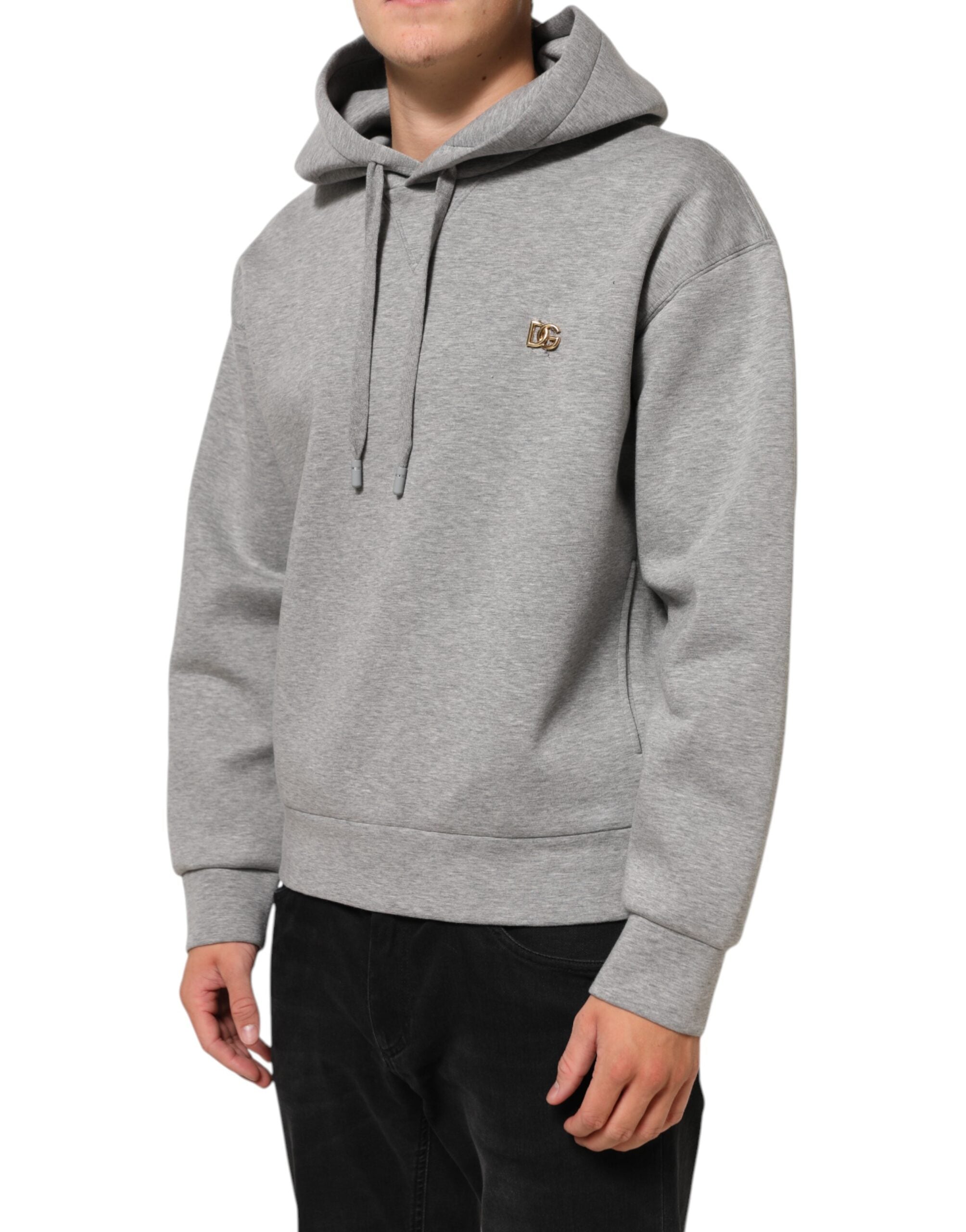 Dolce & Gabbana Gray Logo Cotton Hooded Sweatshirt Men's Sweater (Pre-Owned)