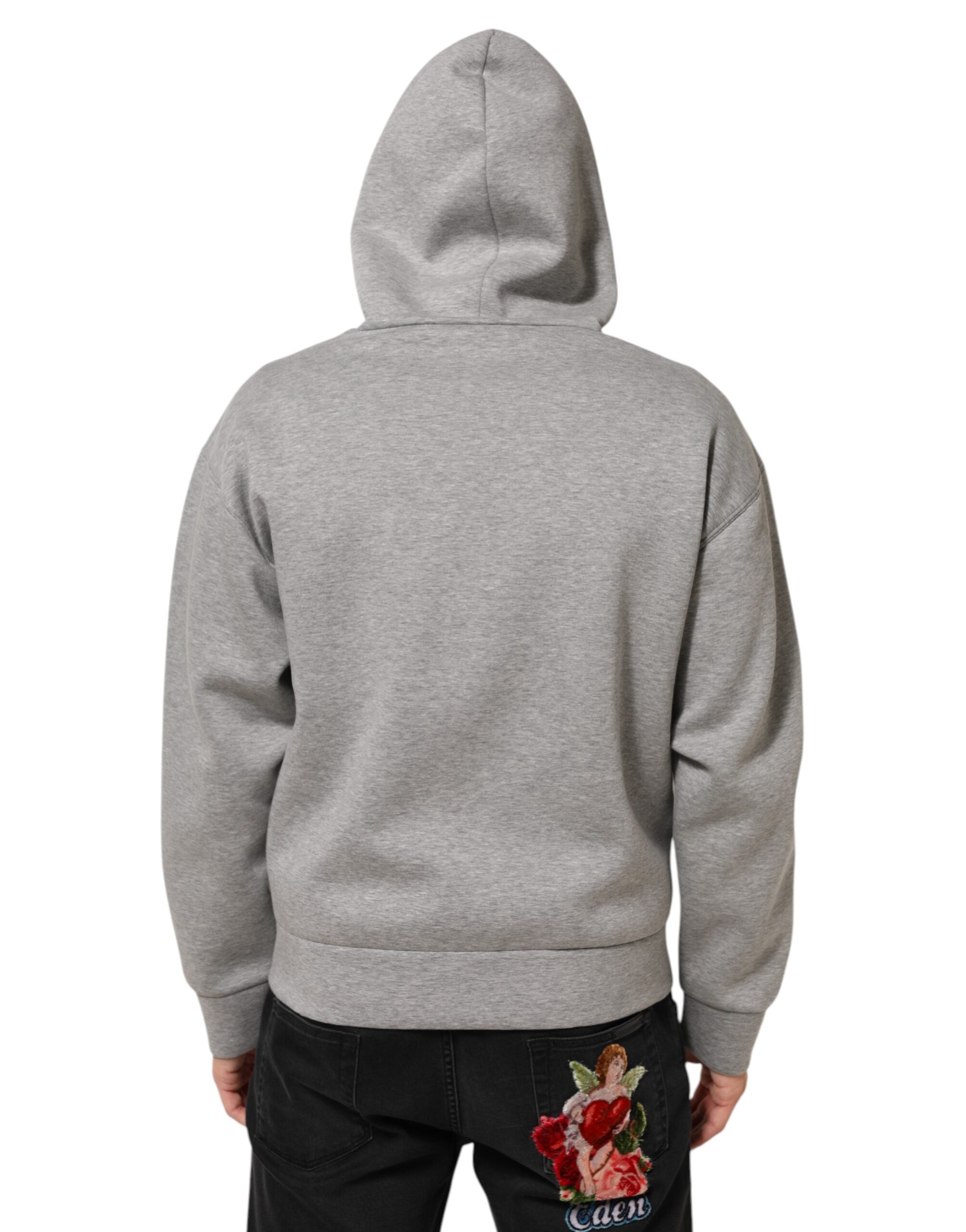 Dolce & Gabbana Gray Logo Cotton Hooded Sweatshirt Men's Sweater (Pre-Owned)