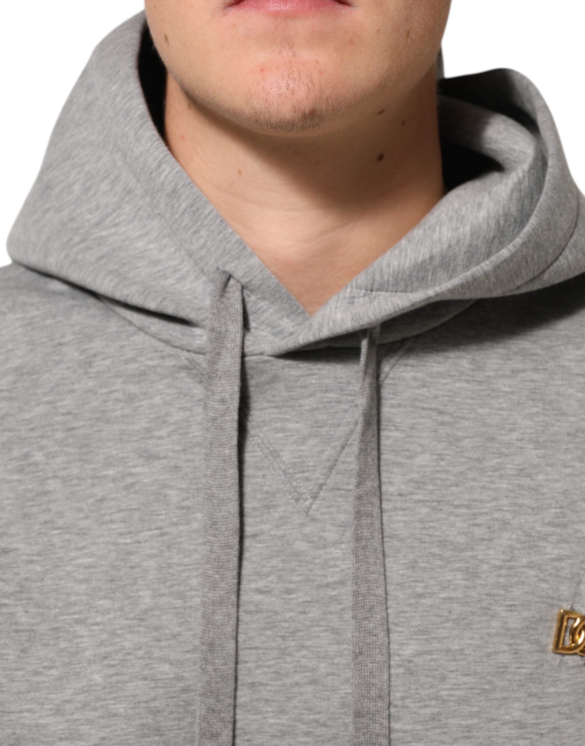 Dolce & Gabbana Gray Logo Cotton Hooded Sweatshirt Men's Sweater (Pre-Owned)