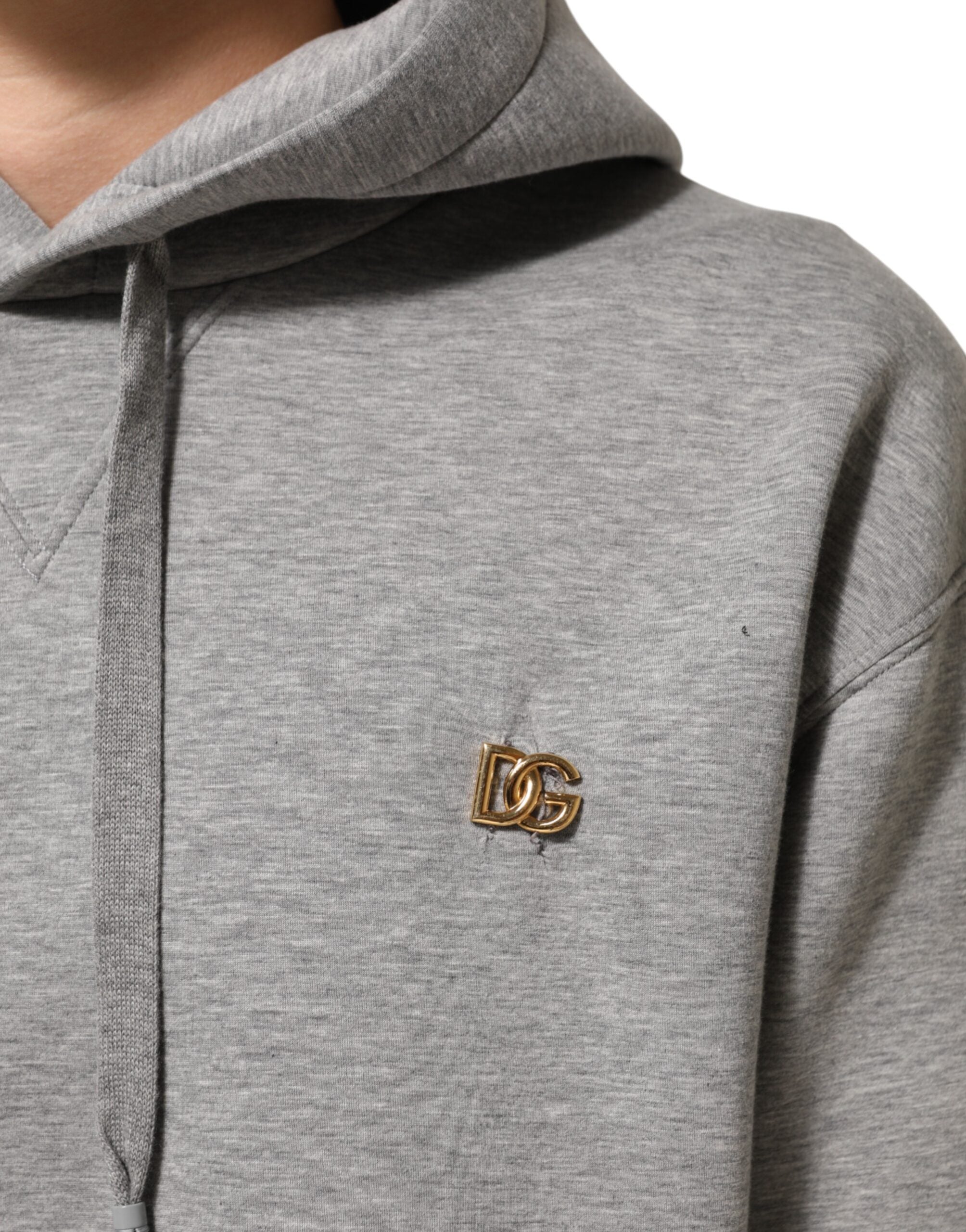 Dolce & Gabbana Gray Logo Cotton Hooded Sweatshirt Men's Sweater (Pre-Owned)