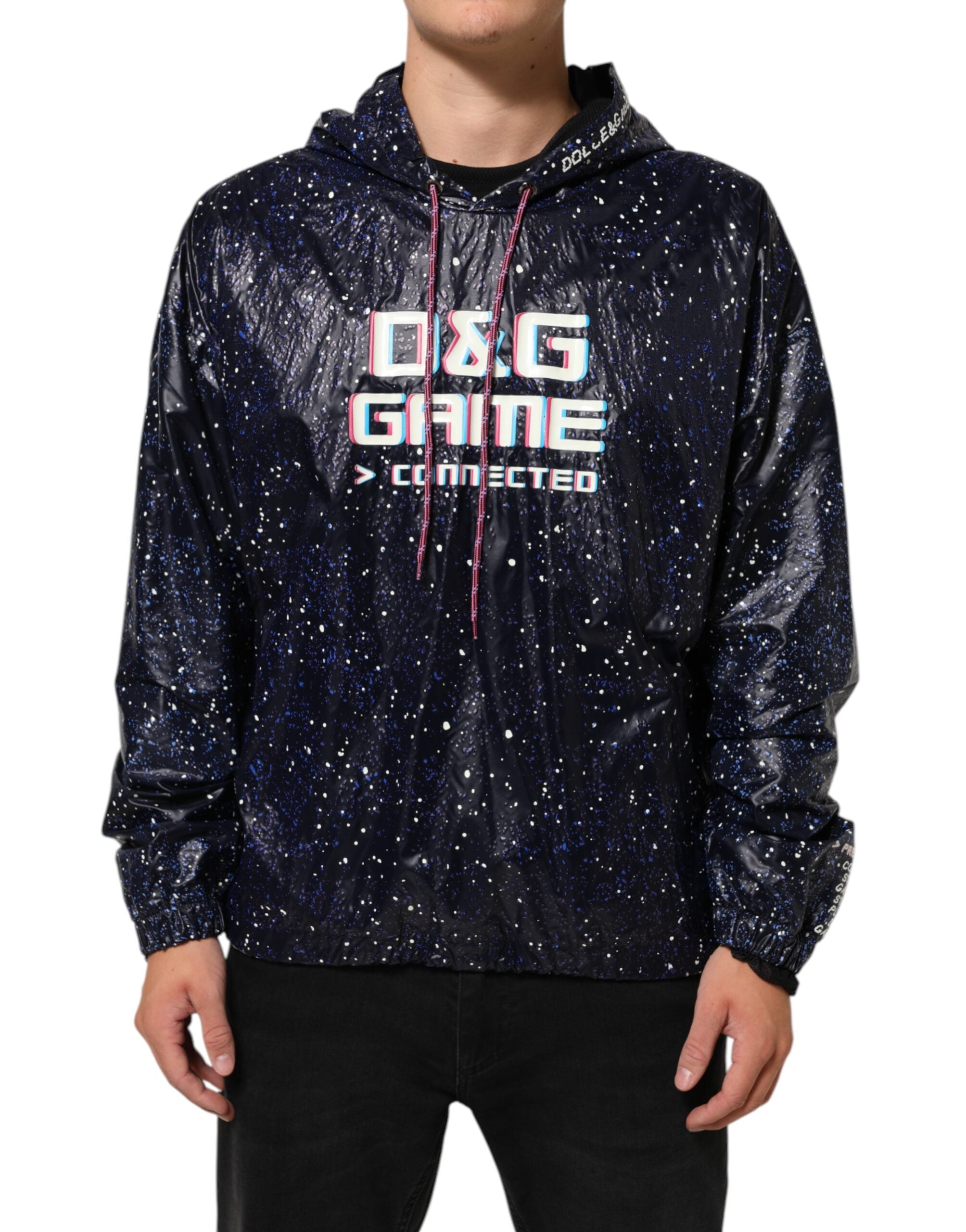 Dolce & Gabbana Blue D&G Game Hooded Men Sweatshirt Men's Sweater