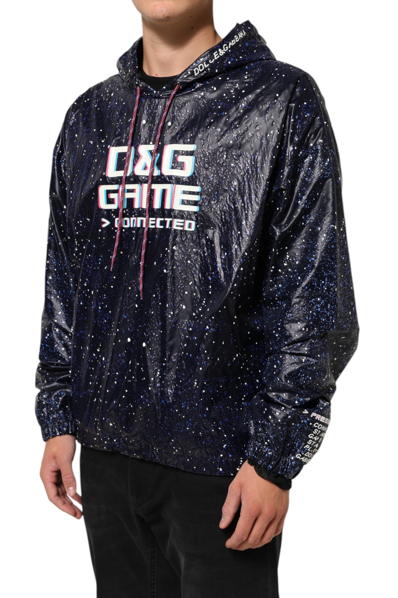 Dolce & Gabbana Blue D&G Game Hooded Men Sweatshirt Men's Sweater