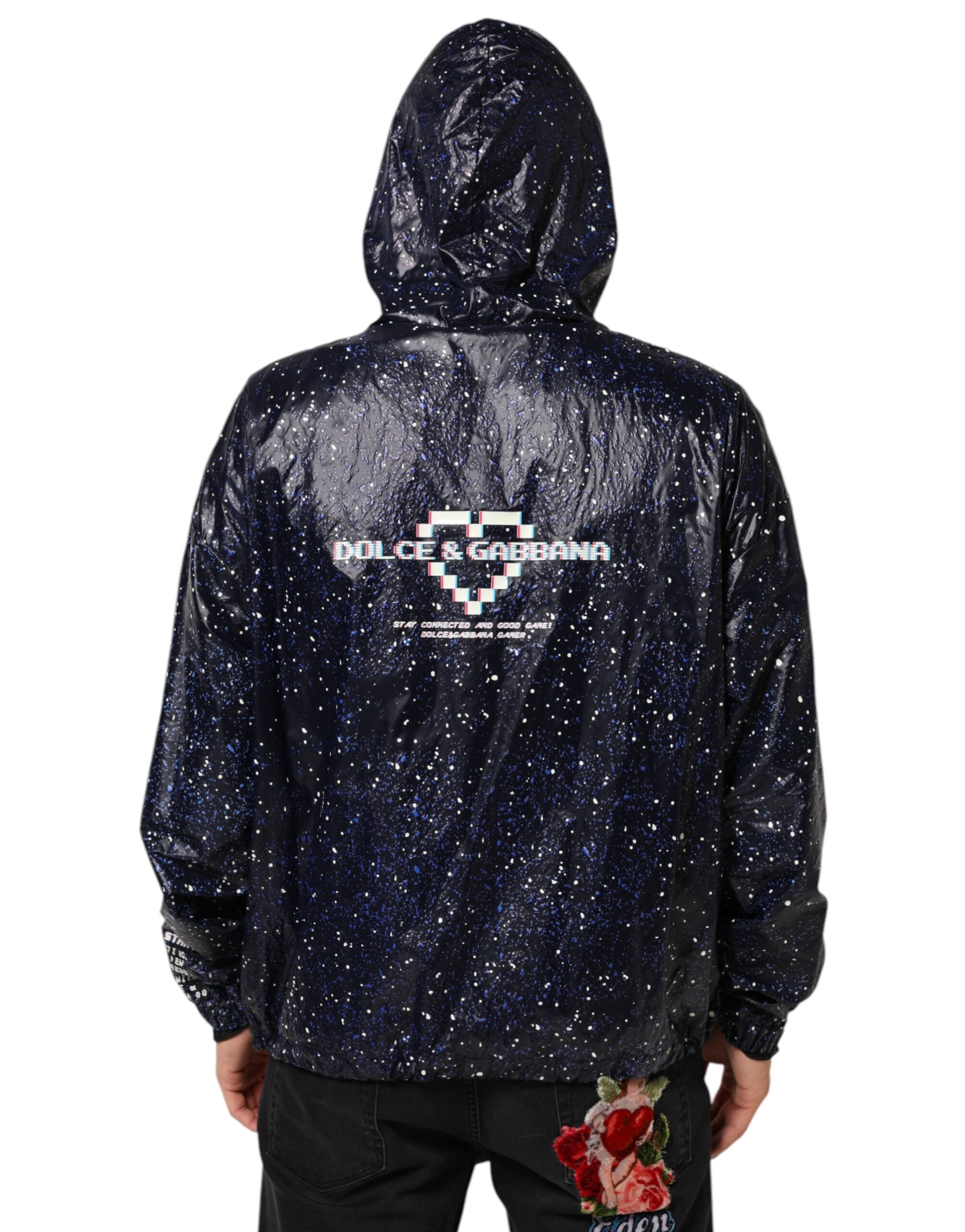 Dolce & Gabbana Blue D&G Game Hooded Men Sweatshirt Men's Sweater