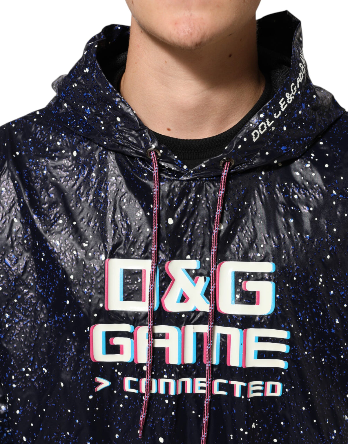 Dolce & Gabbana Blue D&G Game Hooded Men Sweatshirt Men's Sweater