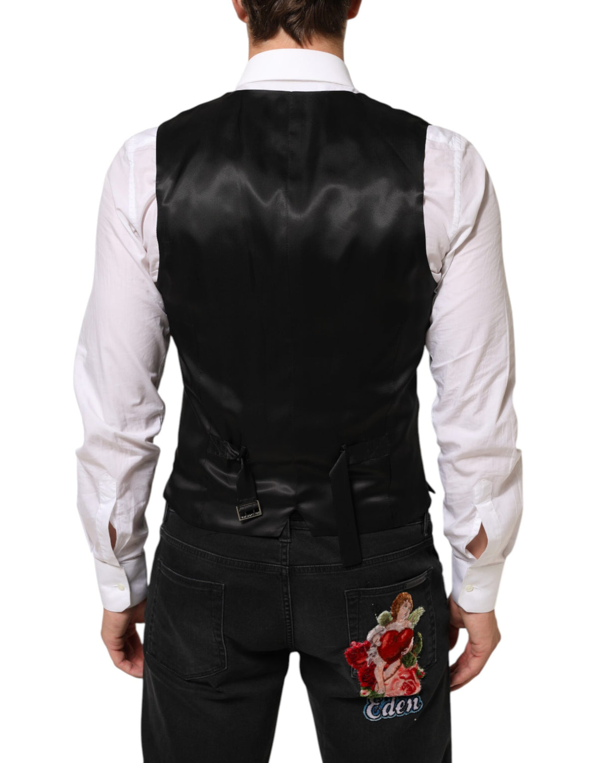 Dolce & Gabbana Black Wool Dress Formal Men Waistcoat Men's Vest