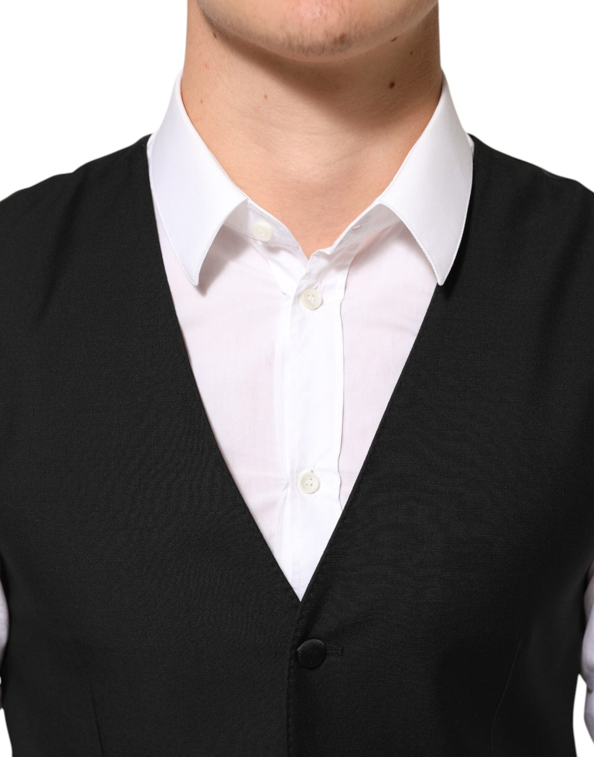 Dolce & Gabbana Black Wool Dress Formal Men Waistcoat Men's Vest