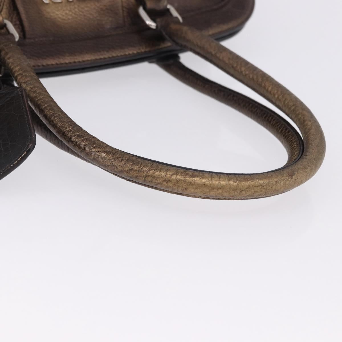 Prada Belted Frame Satchel Metallic Leather Gold Leather Handbag (Pre-Owned)