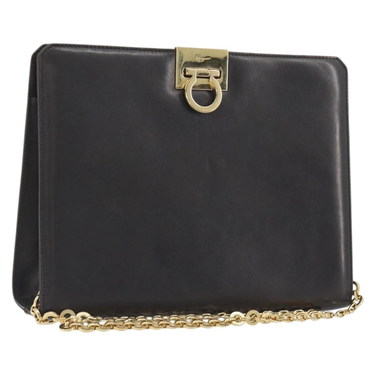Salvatore Ferragamo Vintage Gancini Chain Leather Brown Leather Shoulder Bag Bag (Pre-Owned)