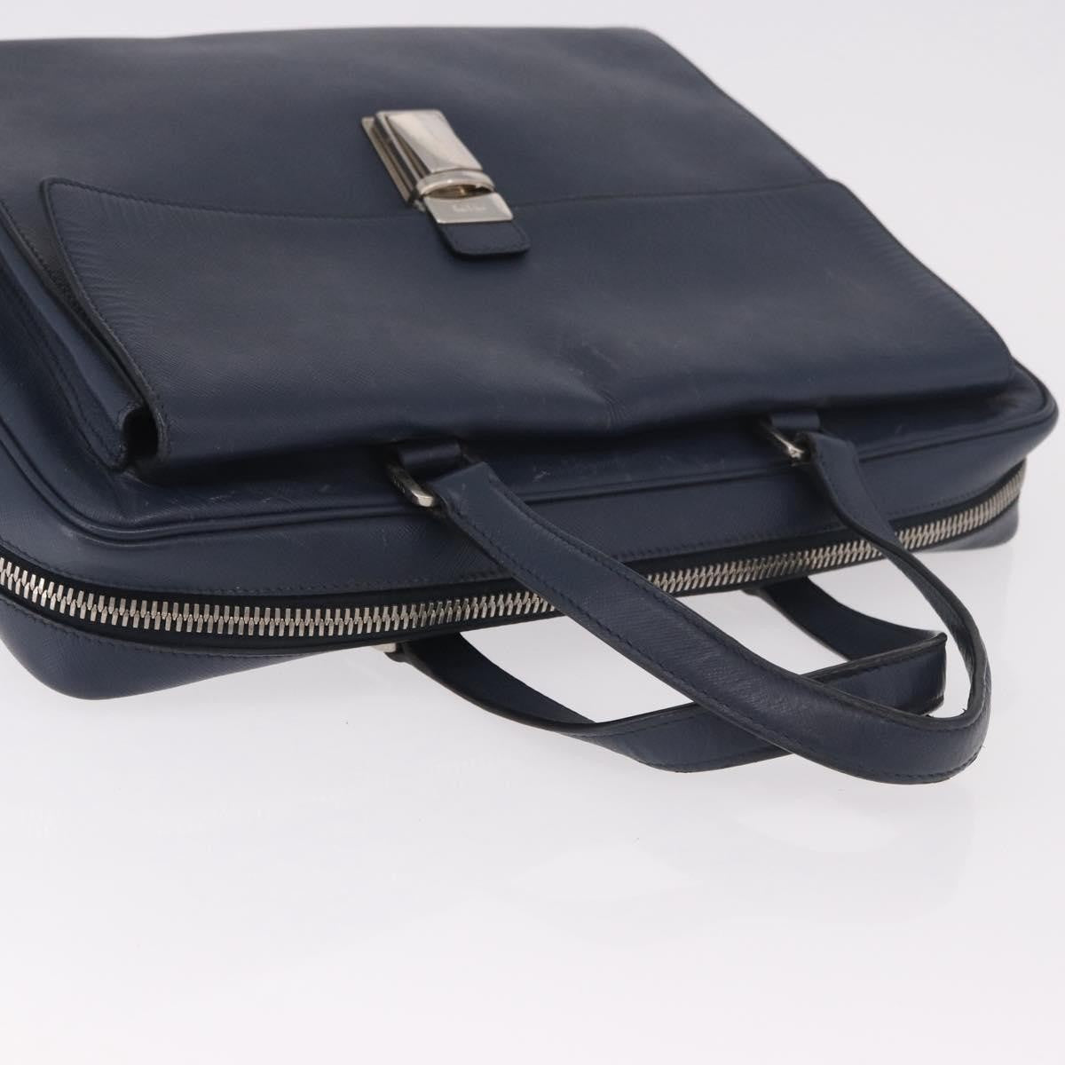 Prada Briefcase Leather Blue Leather Briefcase Bag (Pre-Owned)