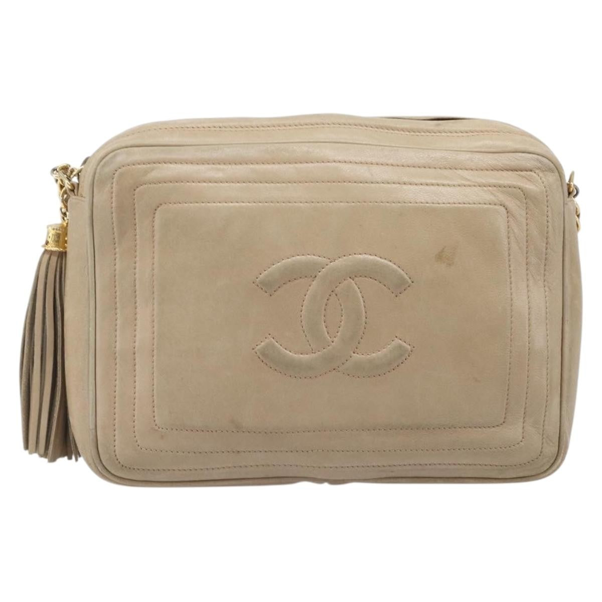 Chanel Vintage Cc Tassel Camera Lambskin Beige Leather Shoulder Bag Bag (Pre-Owned)